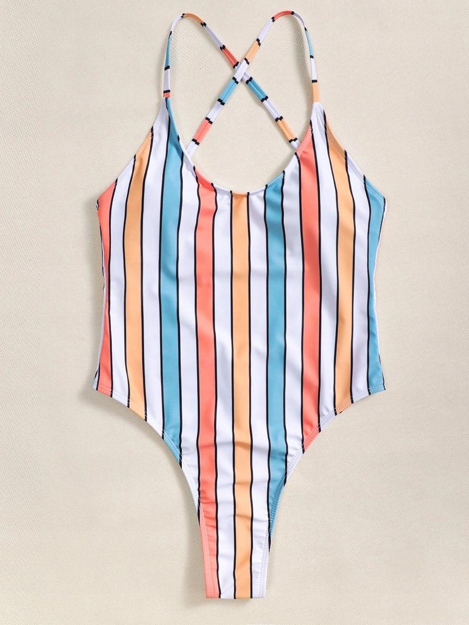 JEDNOCZĘŚCIOWY STRÓJ KĄPIELOWY W PASKI 4 MODELE Wzór dominujący paski