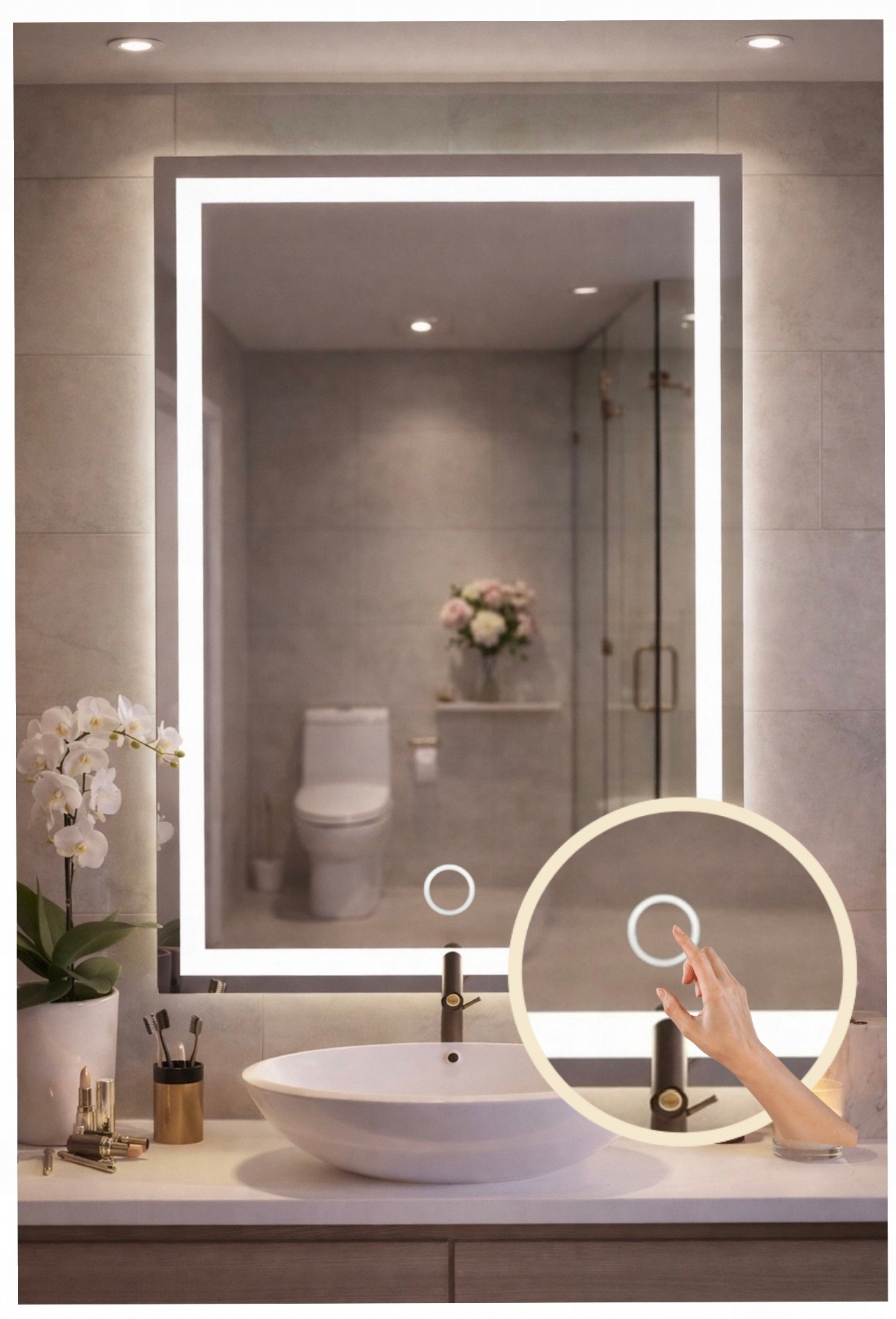 Zrcadlo Obdélníkové 100x50 cm Dotykový Spínač Zrcadlo