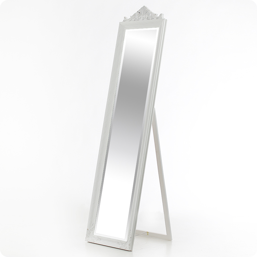 LUSTRO STOJĄCE W BIELONEJ, PRZECIERANEJ RAMIE