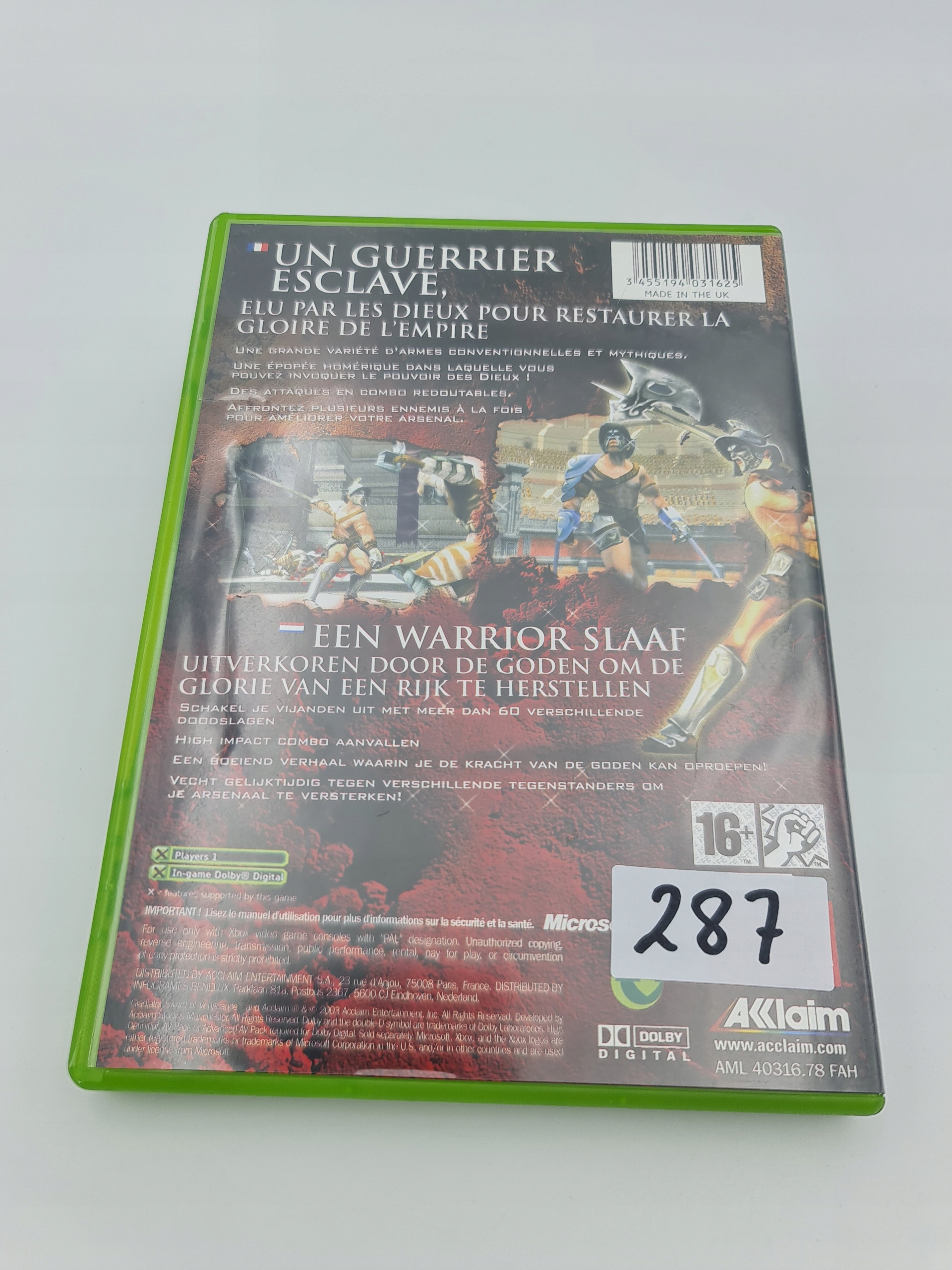 XBOX GLADIATOR SWORD OF VENGEANCE Platforma Microsoft Xbox