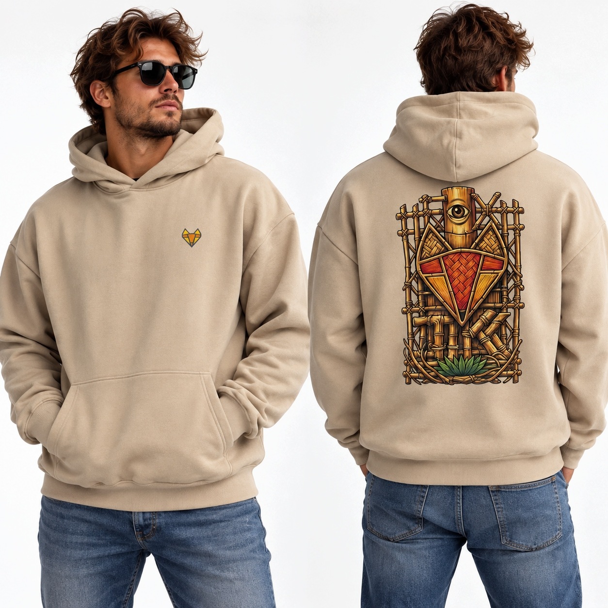 Fox Tiki Oversize Mikina Hoodie Surfer Skate Bmx Kite Plážová 350g XXL