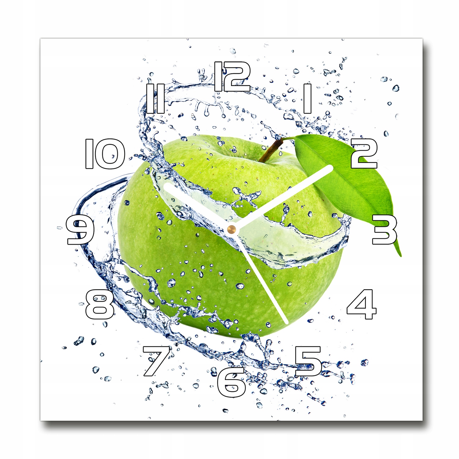

Zegar szklany kwadratowy Zielone jabłko 30x30 cm