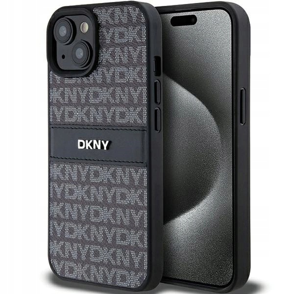 Etui Dkny Leather Mono Stripe & Metal Logo na iPhone 15 14 13 czarne