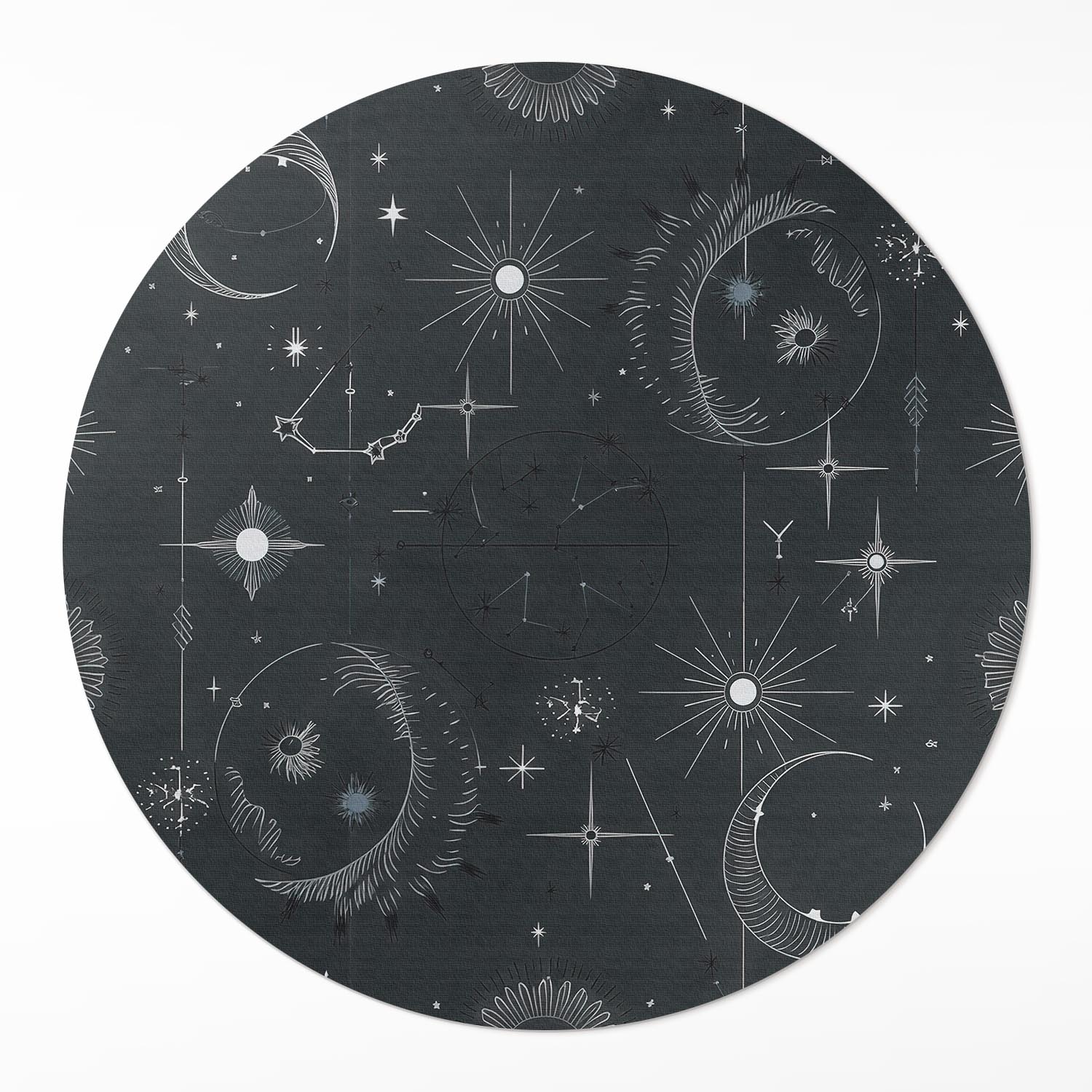 Okrúhly vinylový Behúň Vesmír astrológia súhvezdia mesiace ⌀ 90 cm