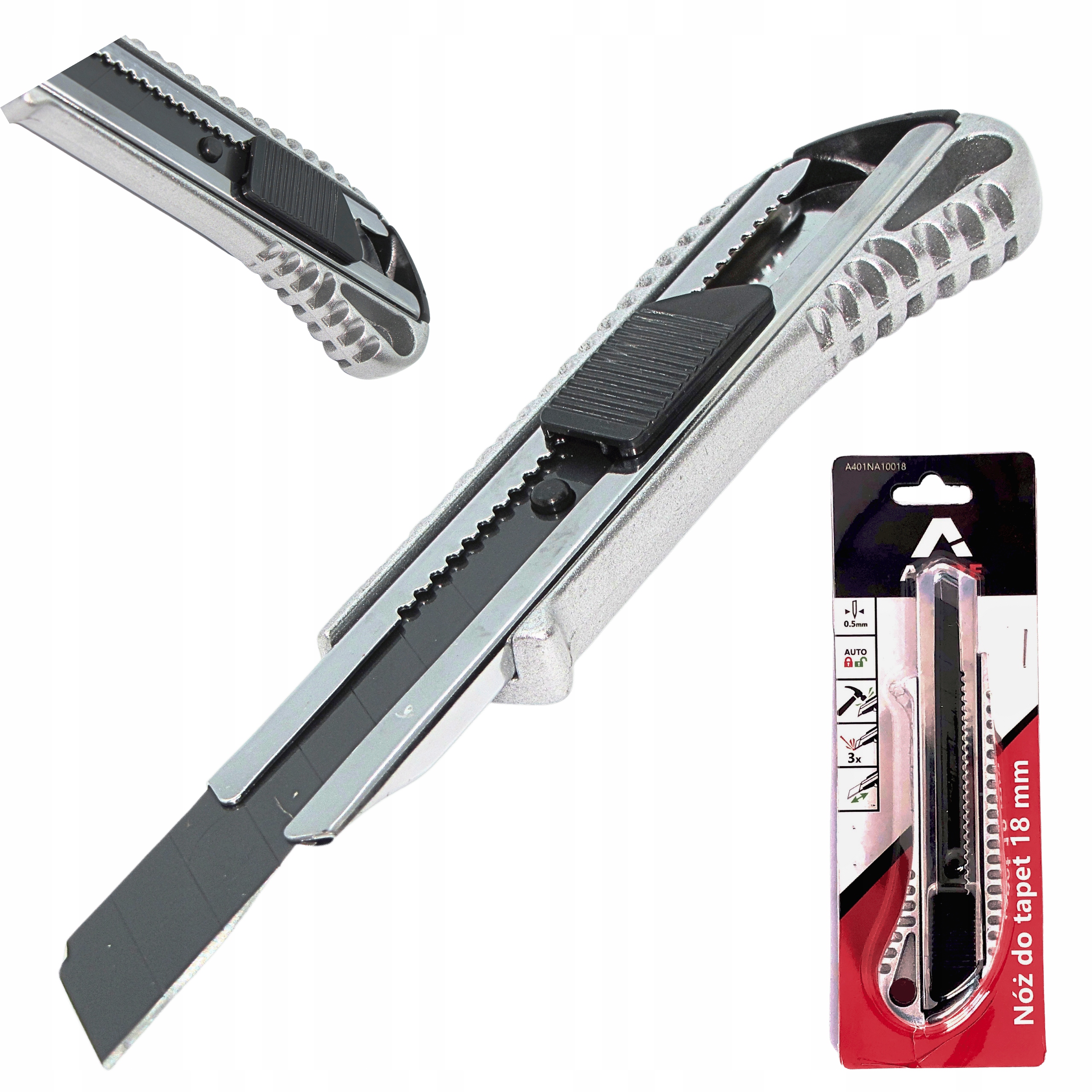 10X NÓŻ DO TAPET METALOWY NOŻYK 18MM OSTRZE ŁAMANE TAPECIAK NÓŻ TAPICERSKI Stan opakowania oryginalne