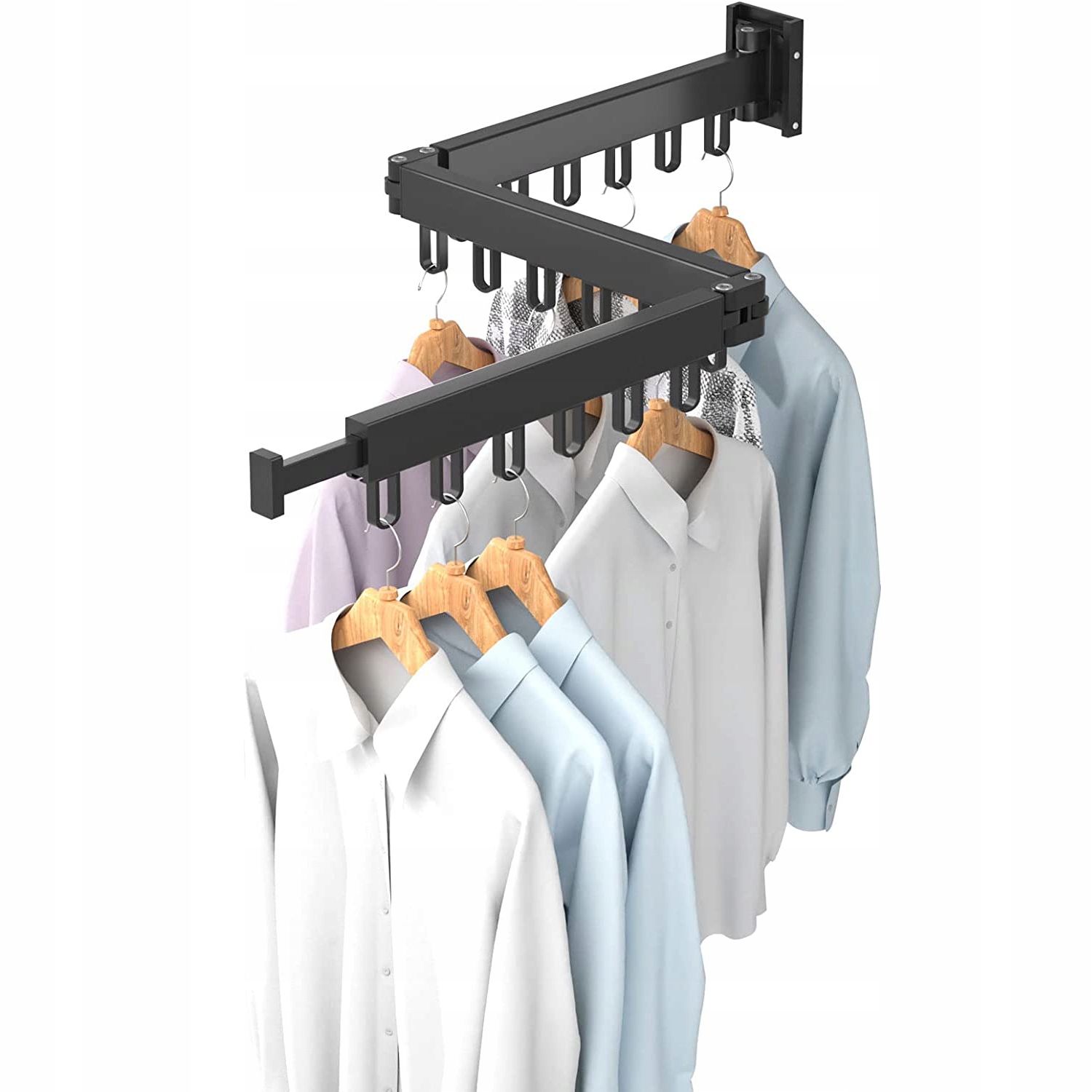 Levně Nástěnný věšák na oblečení, trojitý, skládací