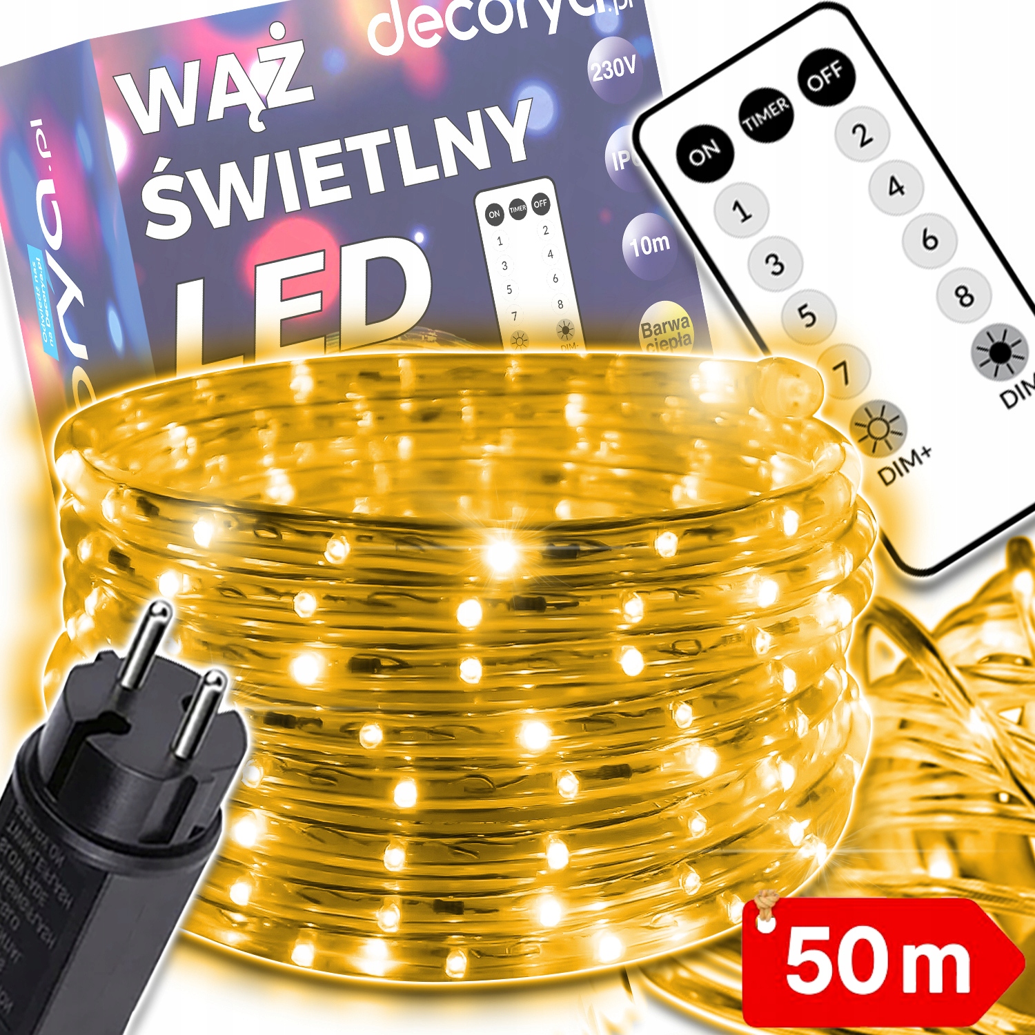 Světelný Had Led IP67 50M Silný Teplá Bílá Venkovní Voděodolný Dekorativní