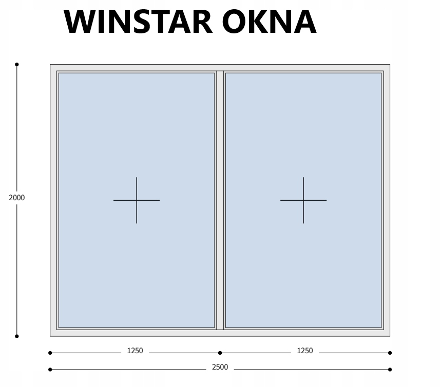 Okno pcv witryna stałe fix 250x200, białe, dwuszybowe