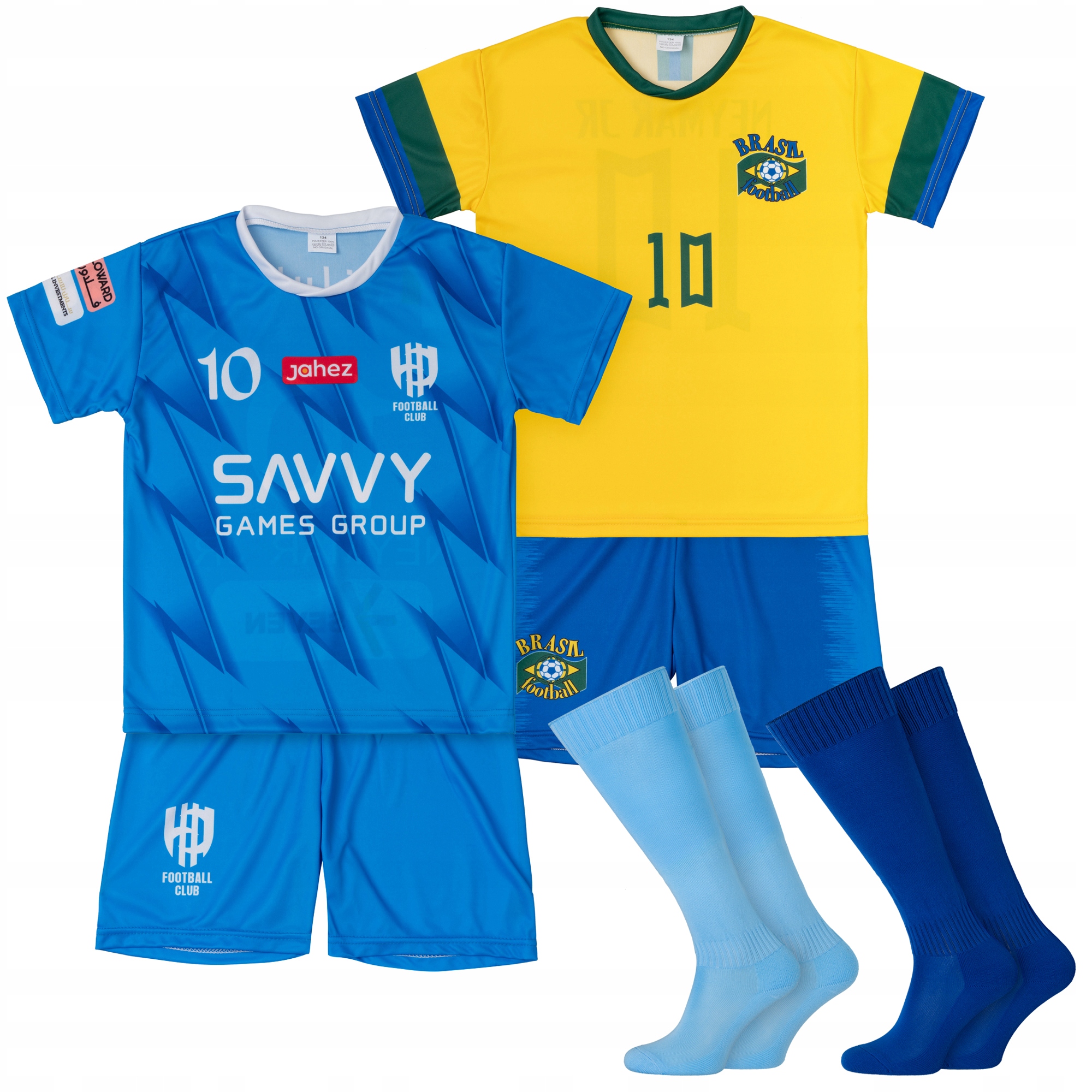 Dwa komplety piłkarskie + getry NEYMAR JR