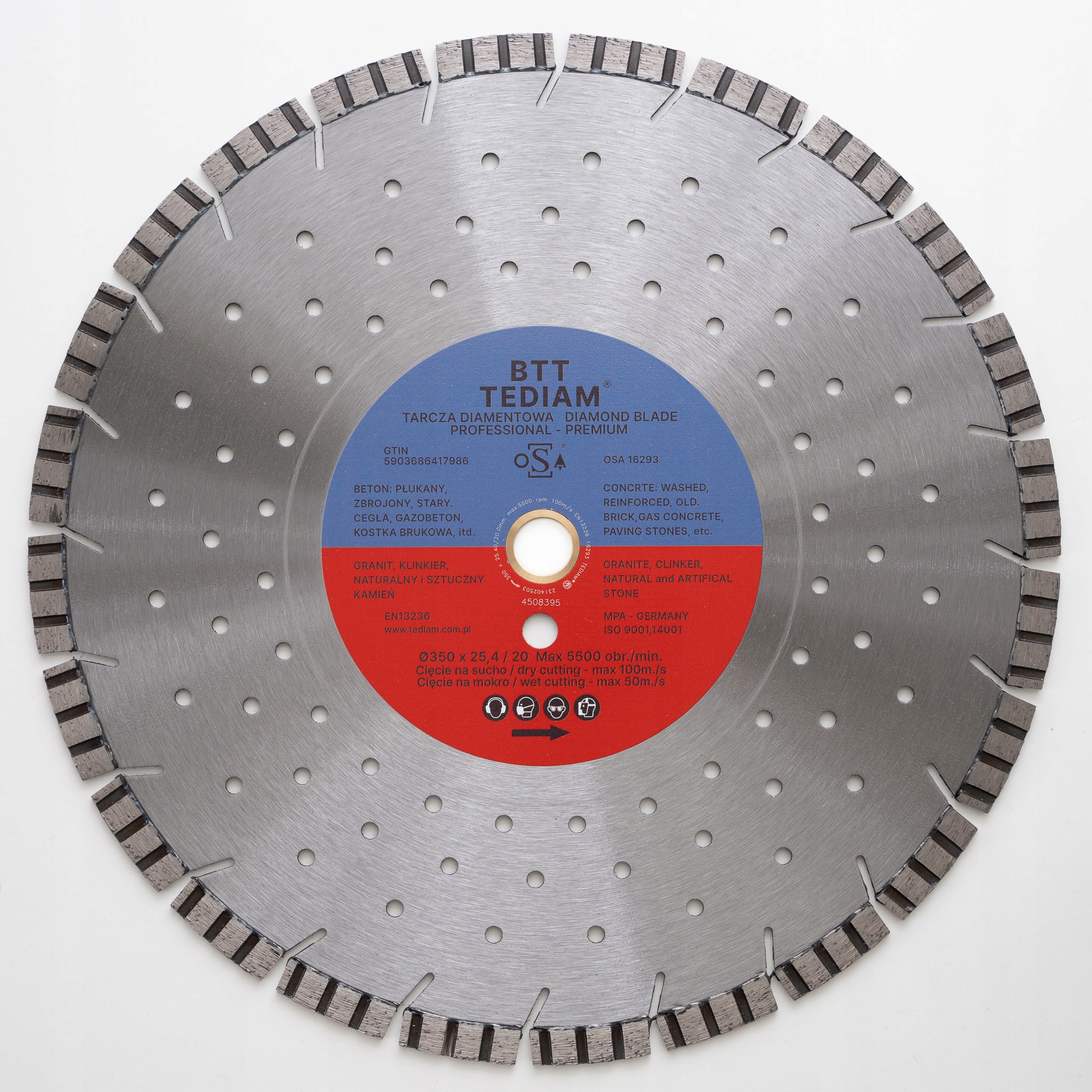 Diamantový Kotouč 350x25,4 mm Btt Beton Granit Bruk Turbo Premium Silný