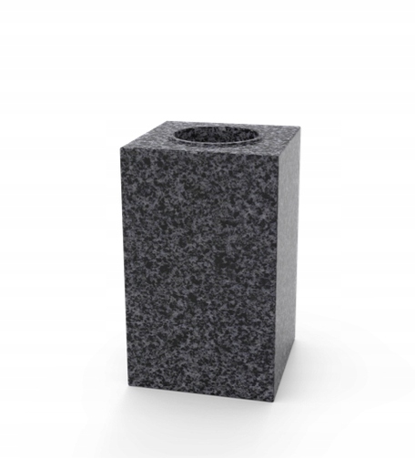 Granitová náhrobní váza na hřbitov Tmavý Grafit 28 cm Čtvercový Granit