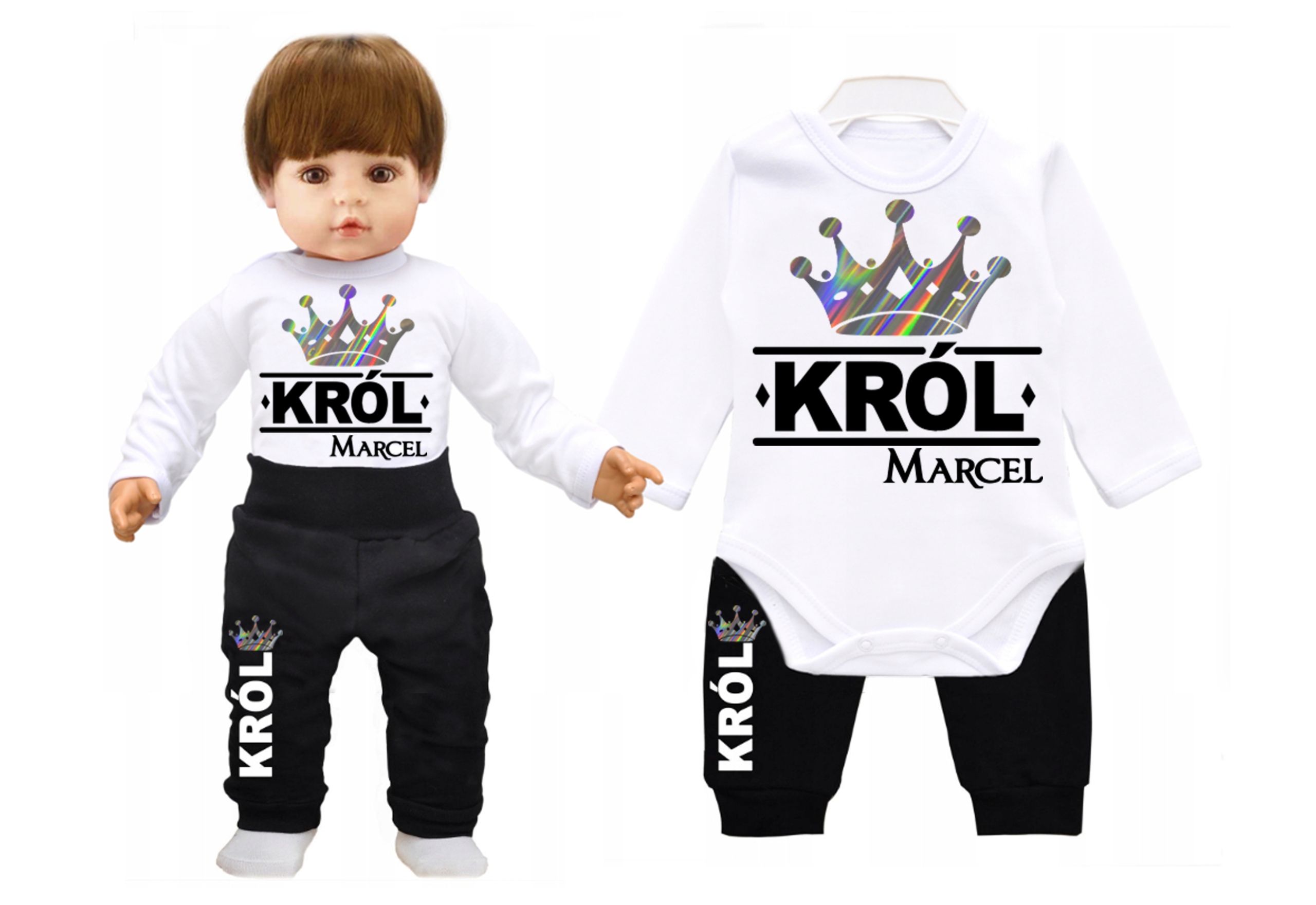 

Komplet dziecięcy body spodnie Król Imię r. 80