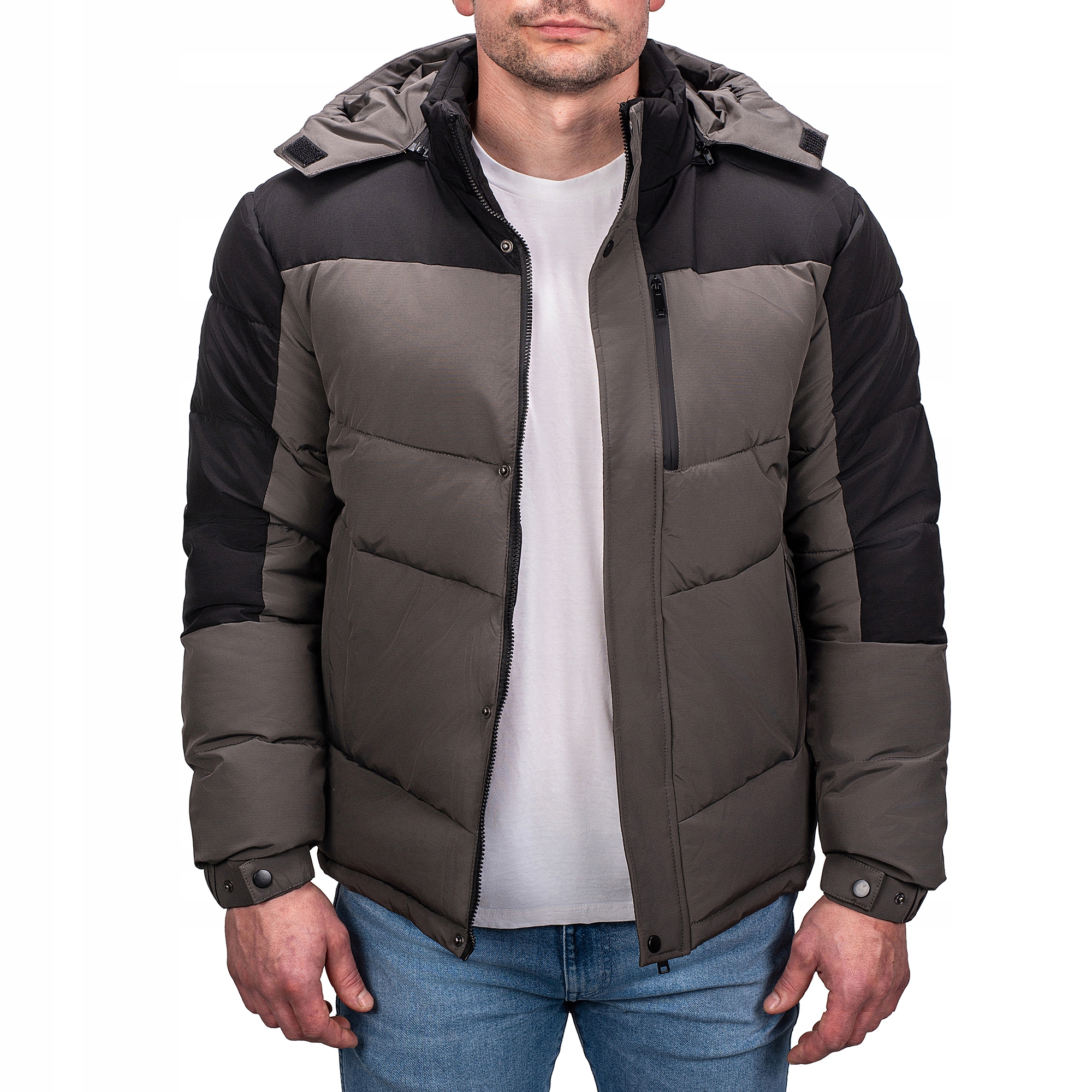 M1659-105 vel. S Pánská Zimní Zateplená Prošívaná Bunda S Módní Značkou