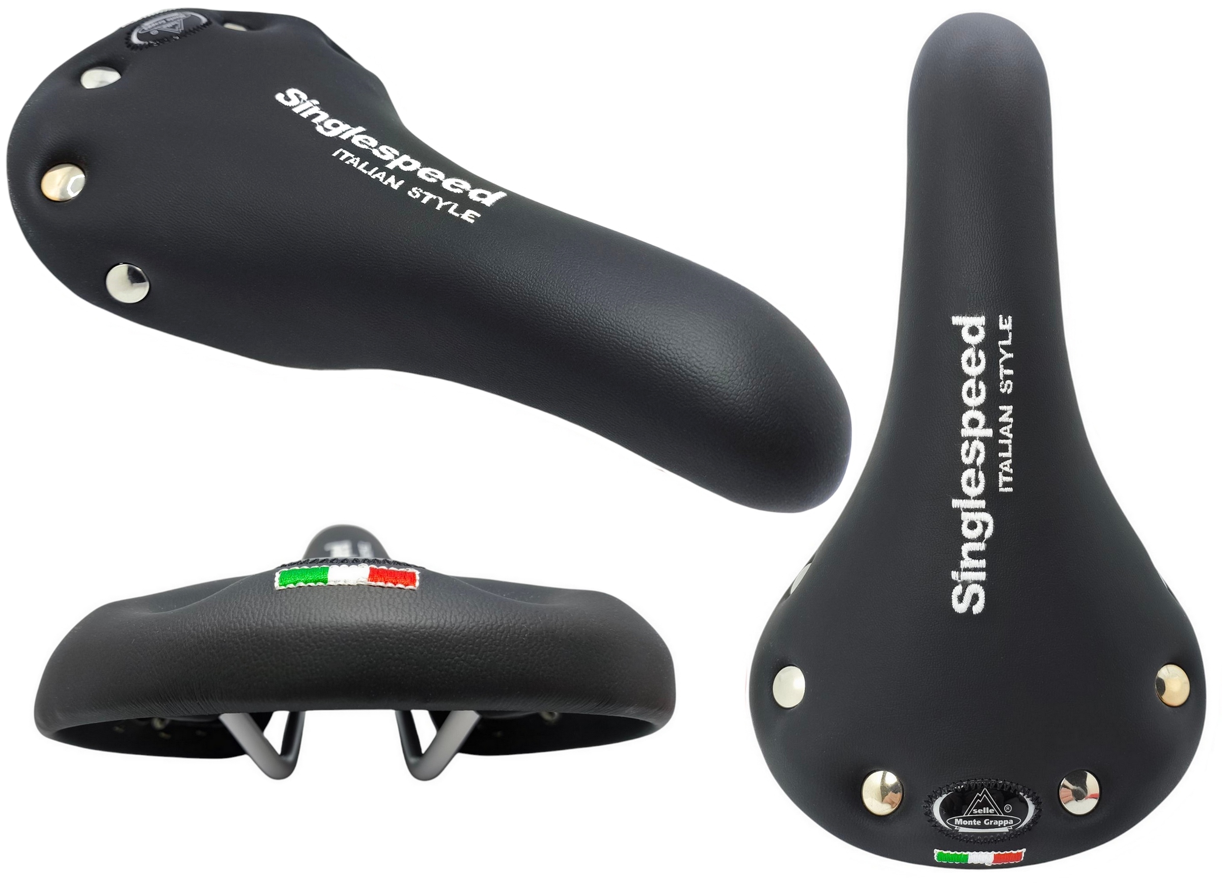 Siodełko rowerowe Selle Monte Grappa Singlespeed Italy z nitami czarne