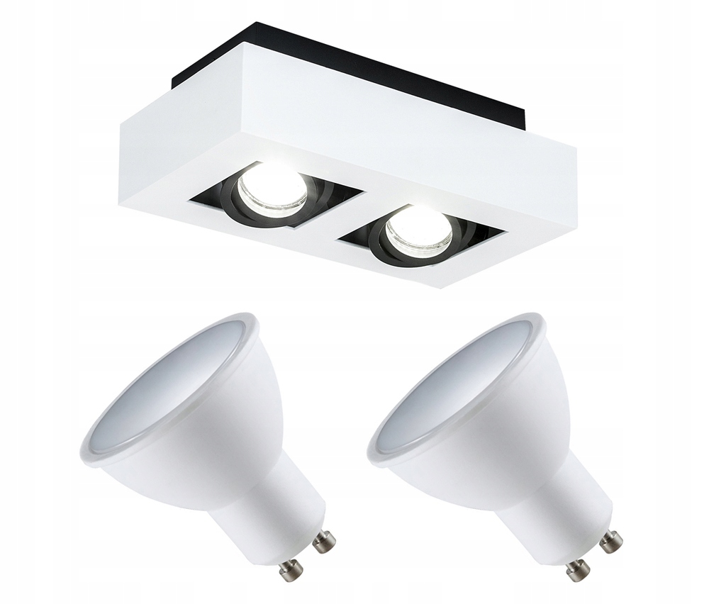 ПОТОЛОЧНЫЙ СВЕТИЛЬНИК ПЛАФОН НАСТЕННОГО МОНТАЖА БЕЛЫЙ + 2 LED GU10