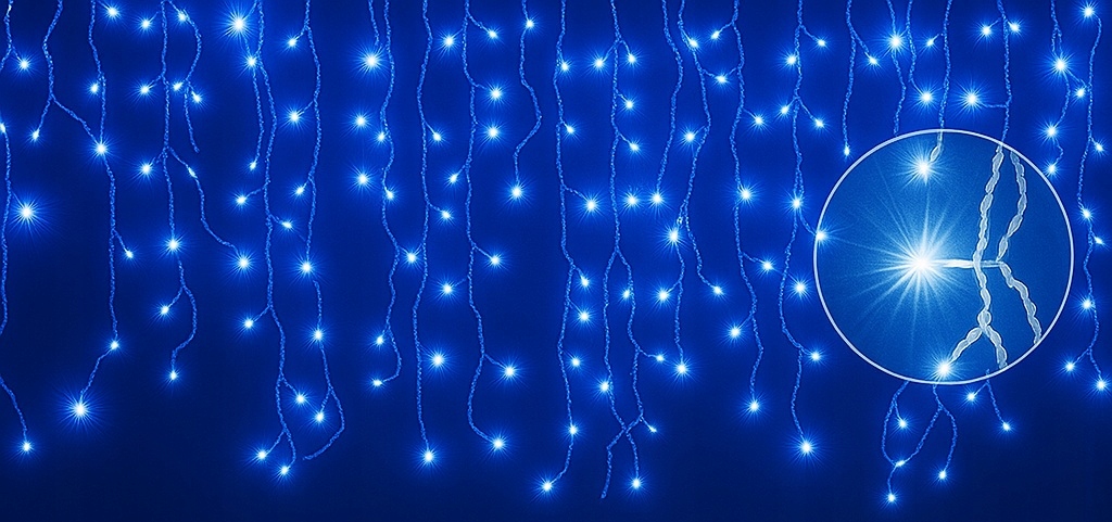 Sople Kurtyna Świetlna 500LED Lampki ZEWNĘTRZNE Światełka FLASH niebieski