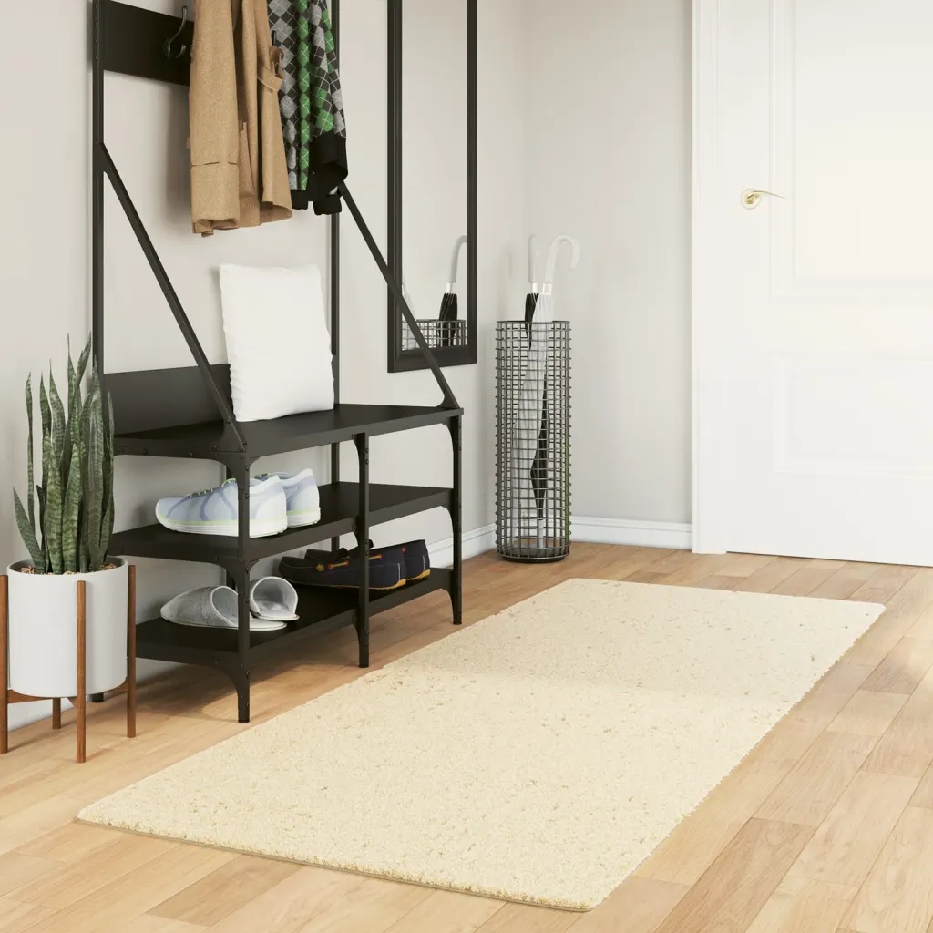 Koberec Huarte krátký vlas měkký a pratelný krémový 80x200 cm Krémová 37503