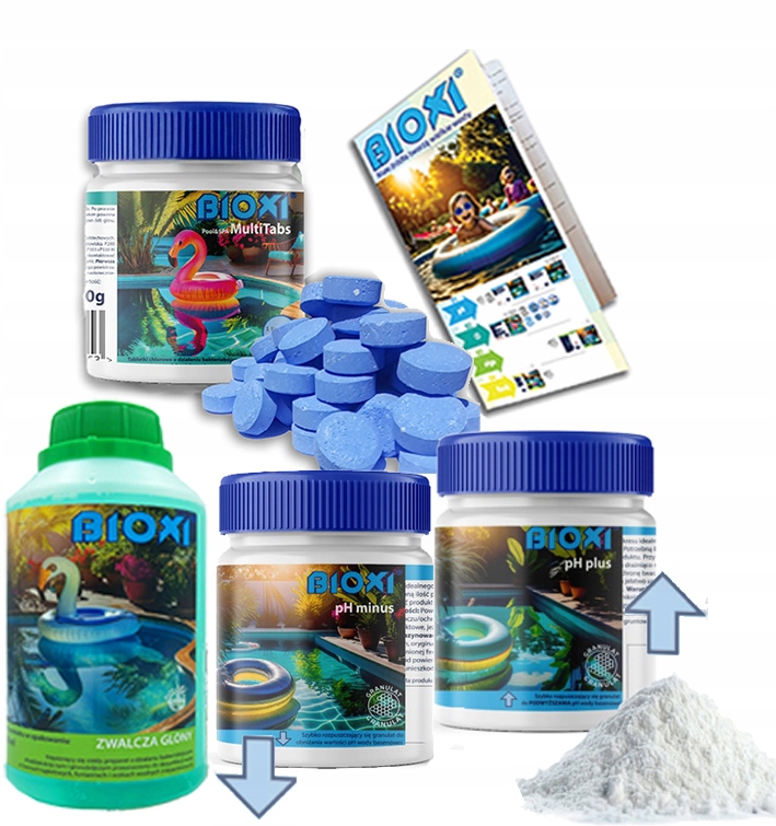 5W1 Zestaw Chlor Do Basenu Na Cały Sezon pH Alga Tabletki Balii Jacuzzi Spa