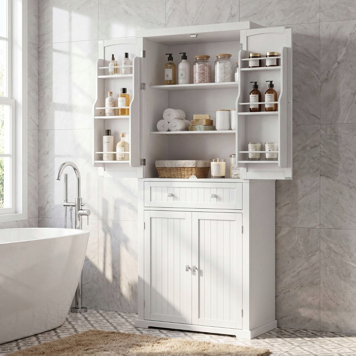 Witryna stojąca Songmics biały 40 x 76 x 182,1 cm