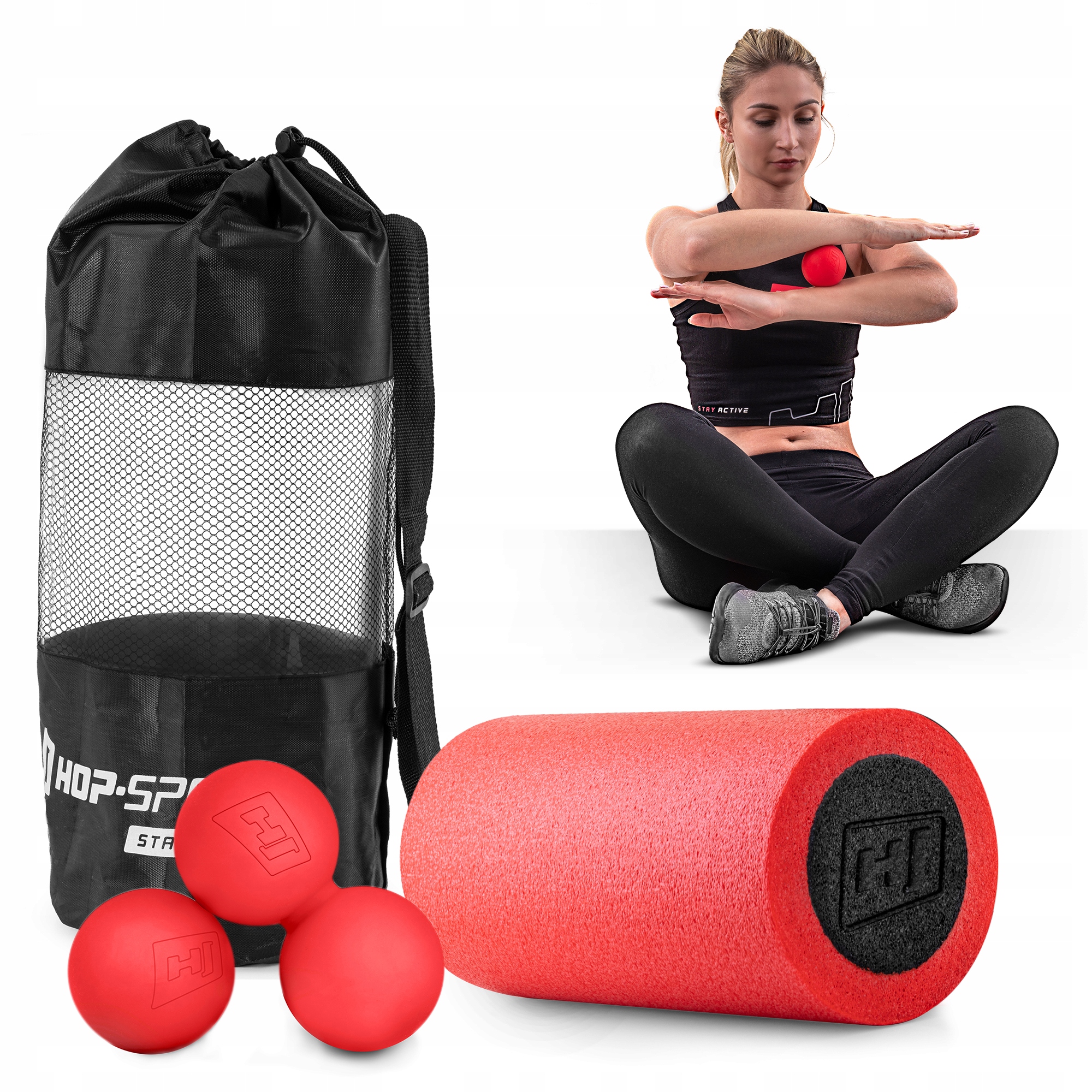 ZESTAW ROLLER + PILKA + PIŁKA DOUBLE DO MASAŻU HS Kod producenta HS-EPE3063