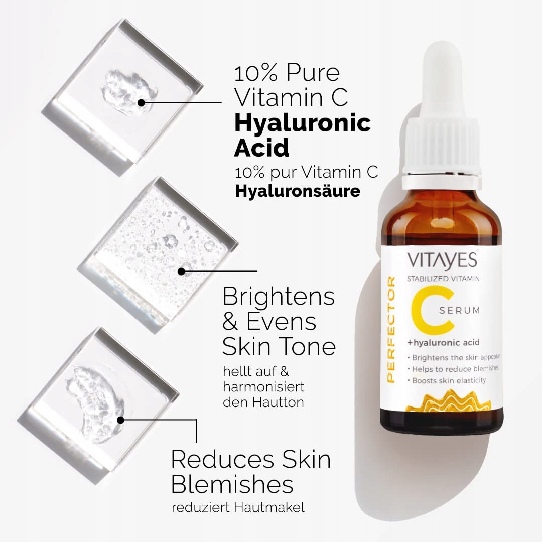 VITAYES Serum Witamina C z Kwasem Hialuronowym 30ml Vegan — miniatura 3