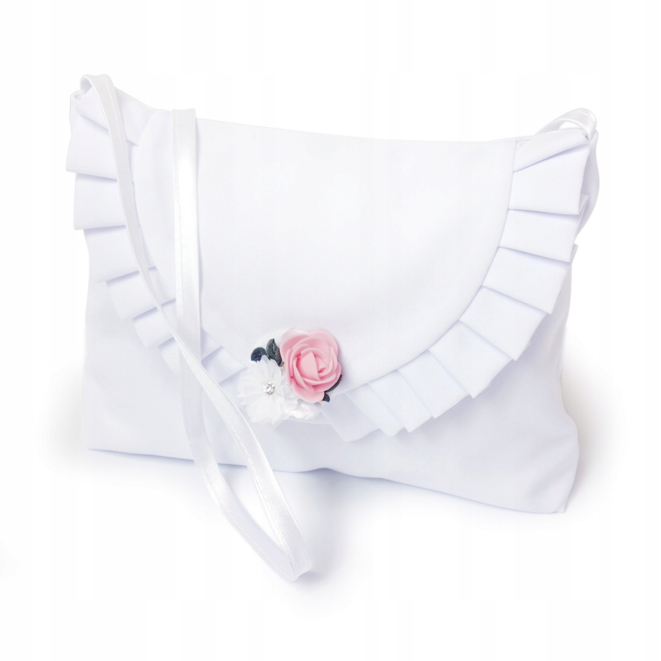 

Torebka Komunijna na ramię z przypinką kwiatową