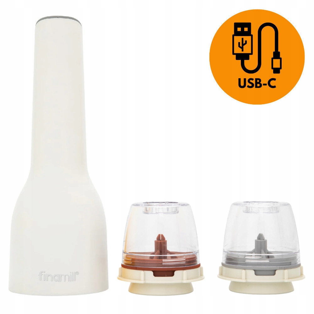 FinaMill młynek elektryczny na Usb C do przypraw z 2 zasobnikami Kremowy