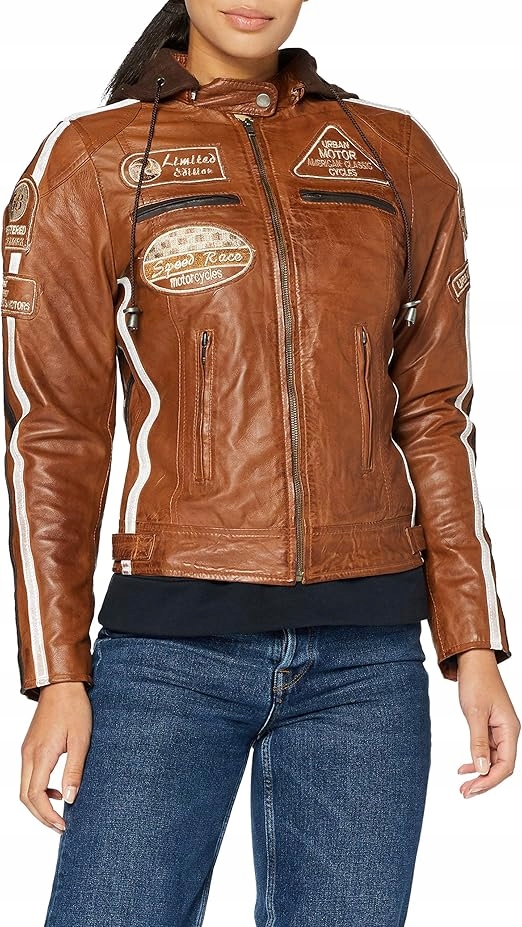 Dámska motocyklová bunda Urban Leather, piesková (Tan), M, s chráničom