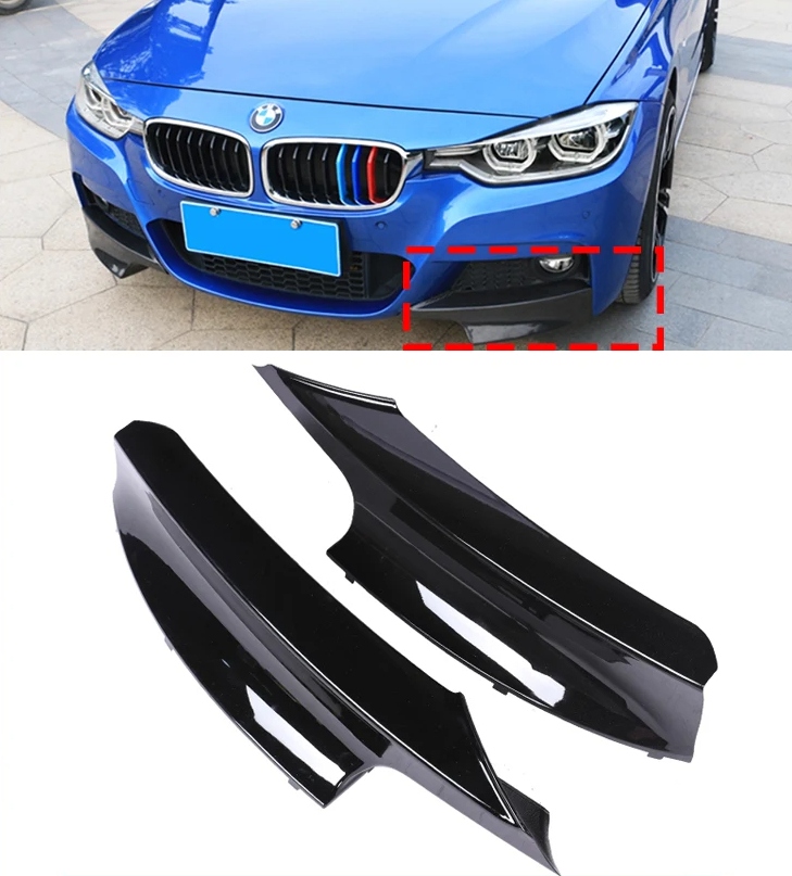Rozdělovač Nárazníku Přední Msport Flapsy Černý Lesk Pro Bmw F30 F31