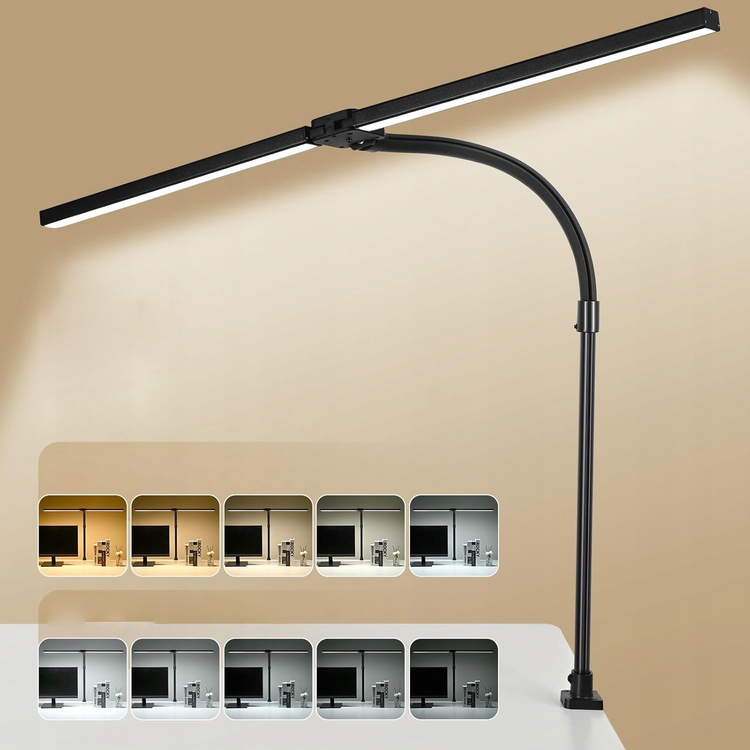 Dvouhlavá stolní lampa s 5 úrovněmi teploty barev, stmívatelná