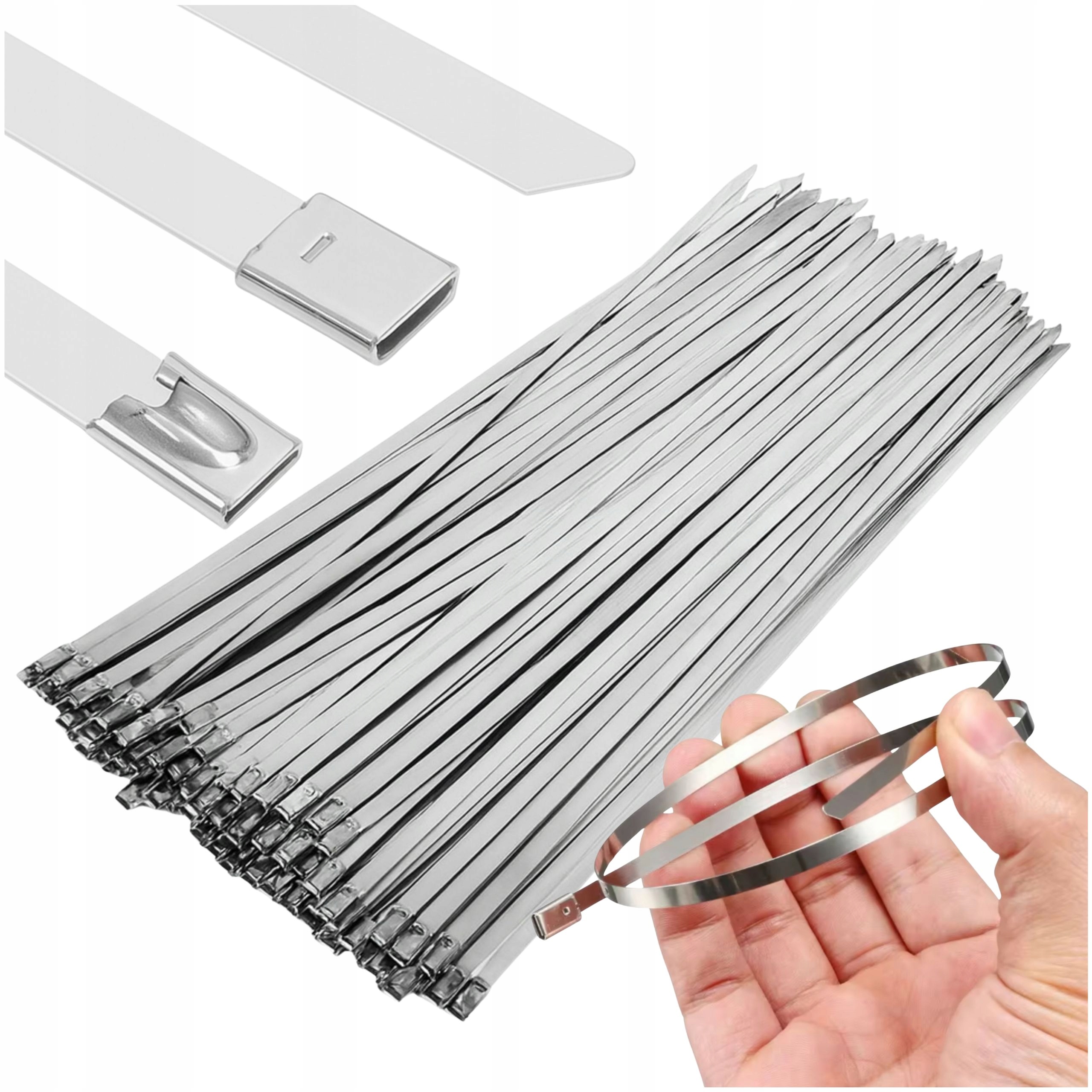 Metalowe Opaski Zaciskowe Trytki 4.6x300mm 100 szt Stal Nierdzewna Mocne