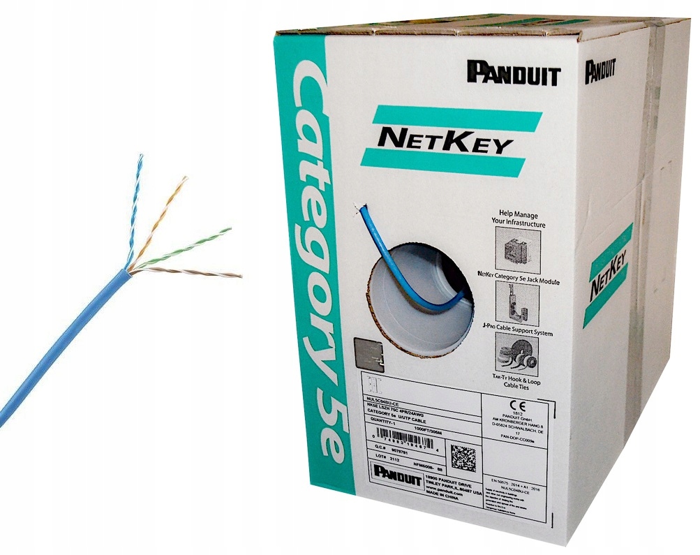 Kabel Skrętka Sieciowy Utp KAT.5E 305m 100% Miedź Cu Panduit Netkey