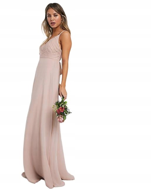 Asos Šaty Maxi Béžová Nude Na Ramínkách 36/S Slm 36