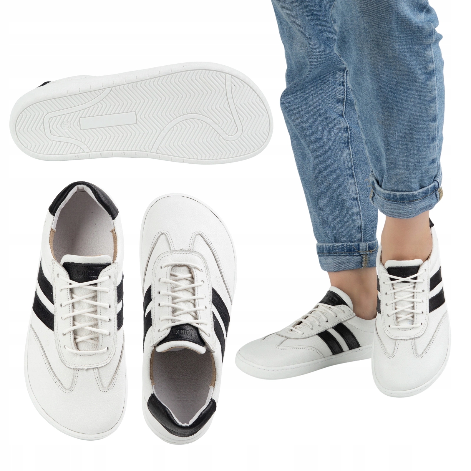 Dámské kožené boty Barefoot Blackorwhite bílé 40