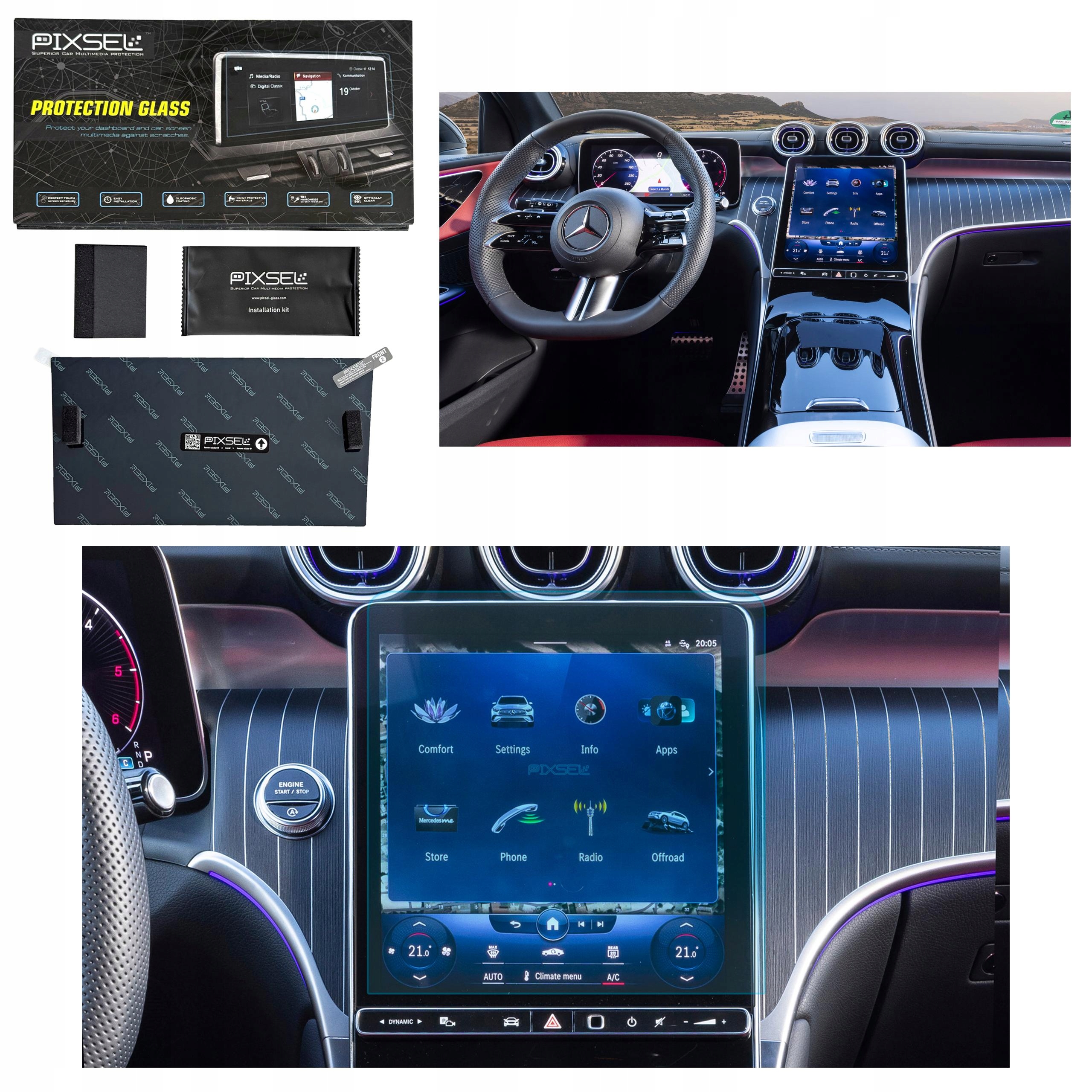 Antyodciskowe Matowe Szkło Ochronne Mercedes Benz GLC-CLASS-13.5“ 2023-