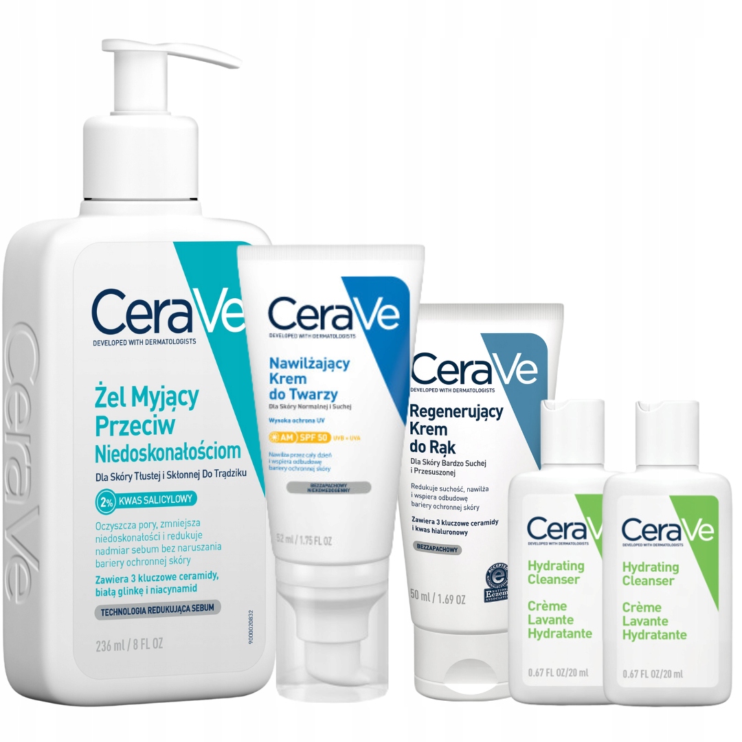 CeraVe Krem do Twarzy Spf 50, Żel Przeciw Niedoskonałościom Krem do rąk
