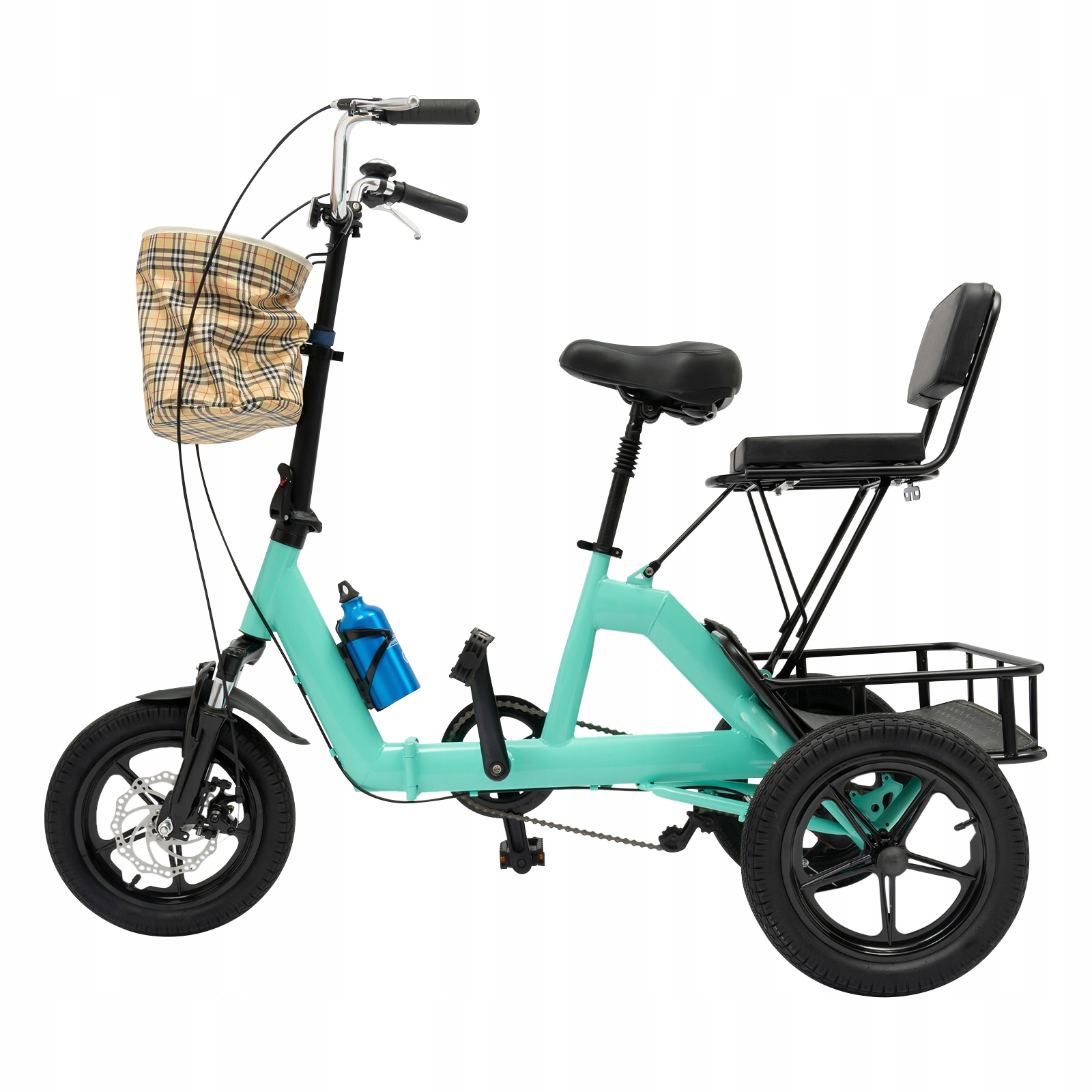 14-Calowy Rower Trójkołowy Składany Dla Dorosłych Cyjan Rowerek Z Koszyk Rozmiar koła (