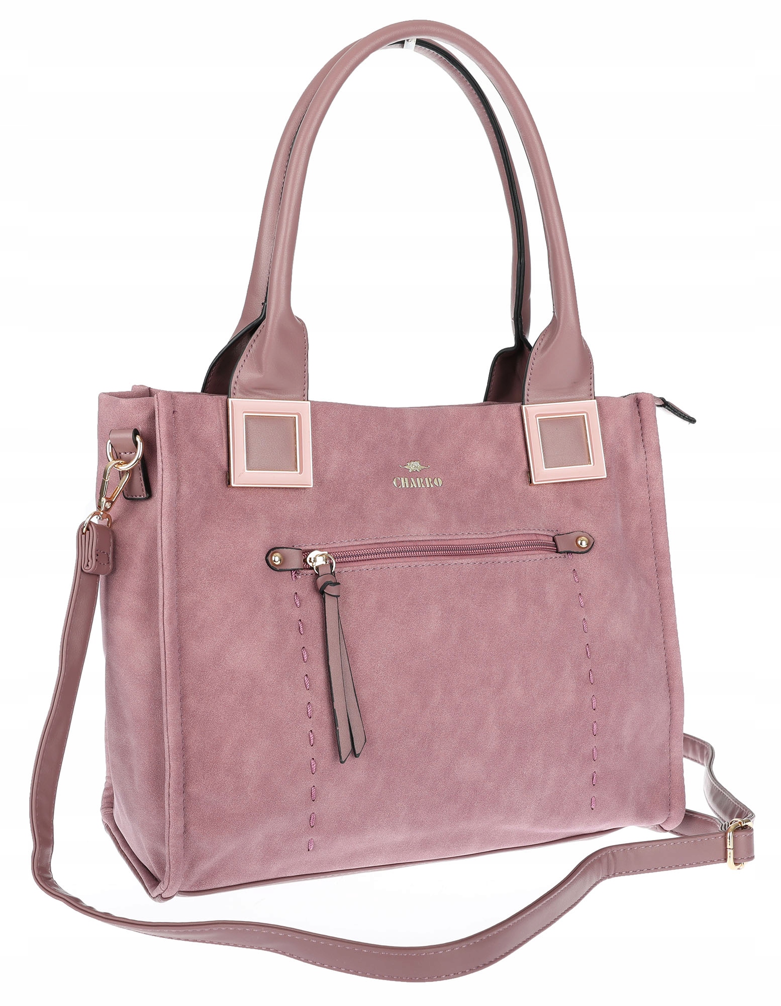 Torebka Damska Listonoszka Shopper Duża A4 włoska marka Charro 3313 Różowa