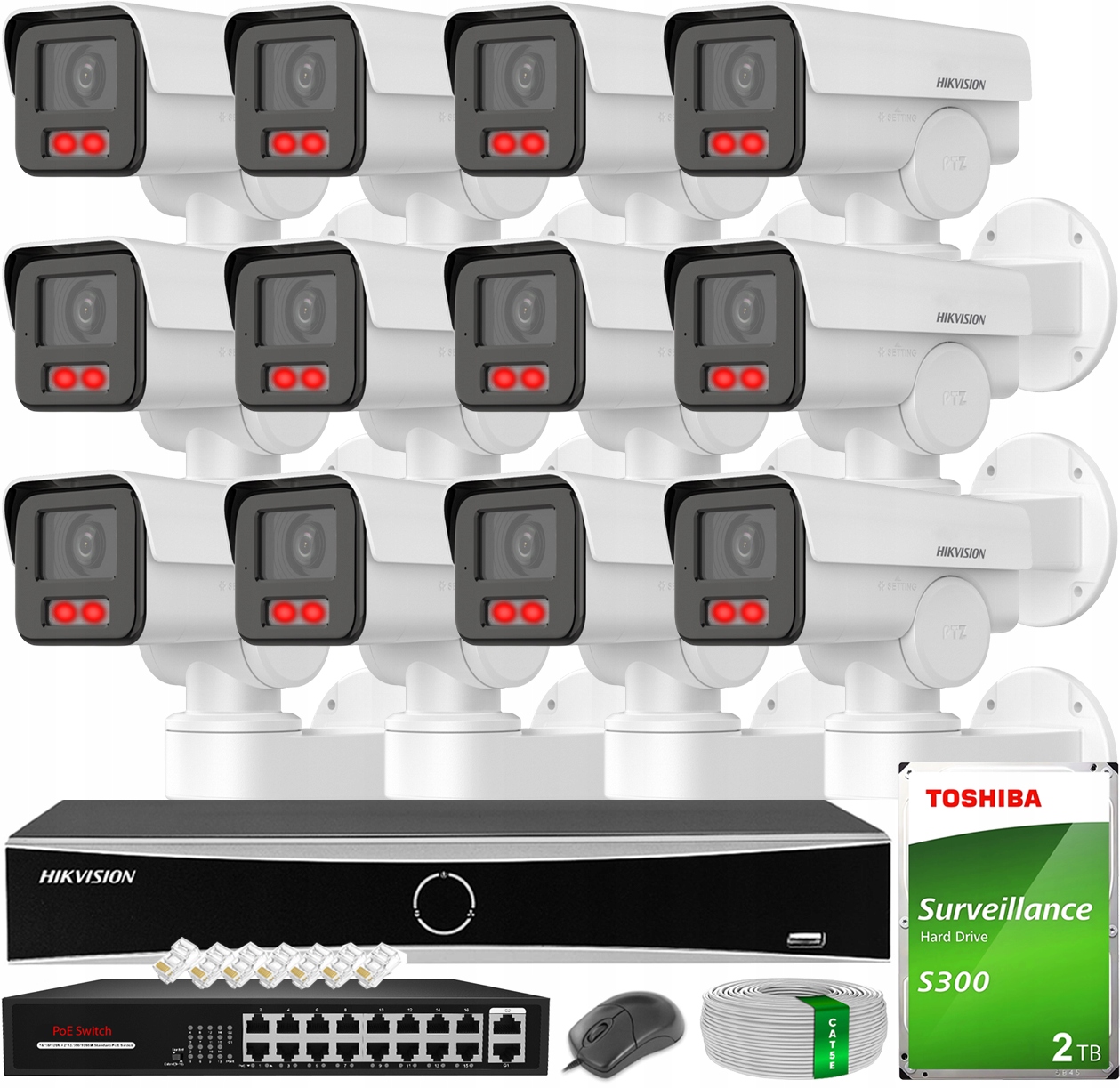 Monitoring Hikvision 12 Kamer Ip 4MPX Smart Hybrid Light Externí Hdd 2TB