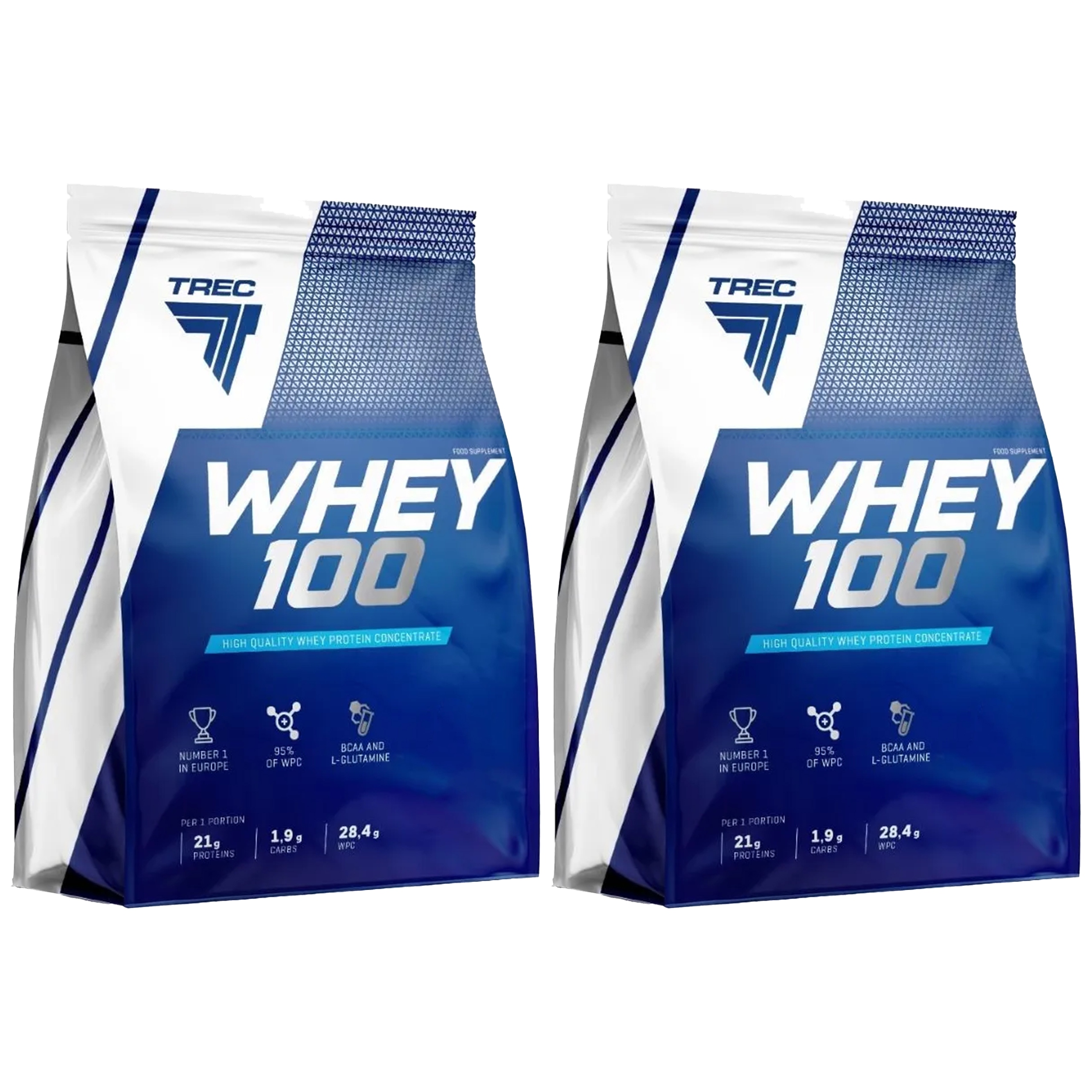 2x Syrovátkový Protein Whey 100 Koncentrát Wpc 2275g Svalová Hmota Trec