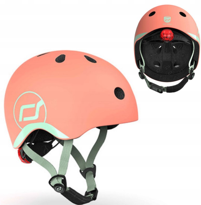 Scoot & Ride Kask dla dzieci Xxs-s z Lampką Led 45-51 cm Peach 1-5 lat
