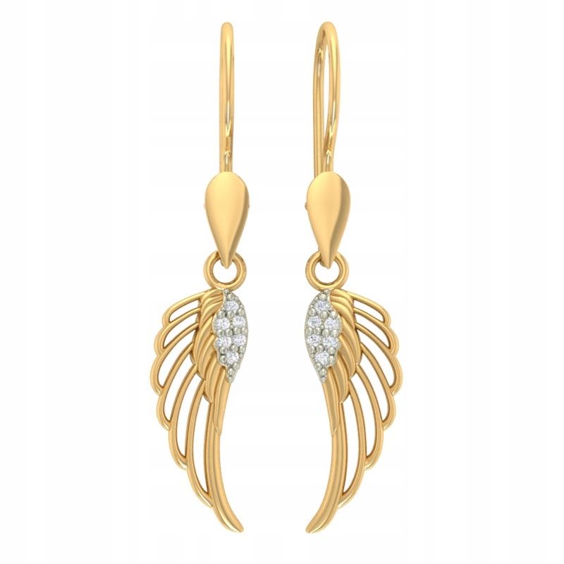 Visací Náušnice Andělská Křídla Ze Zlata Ryzosti 585 Na Zapínání Bigl