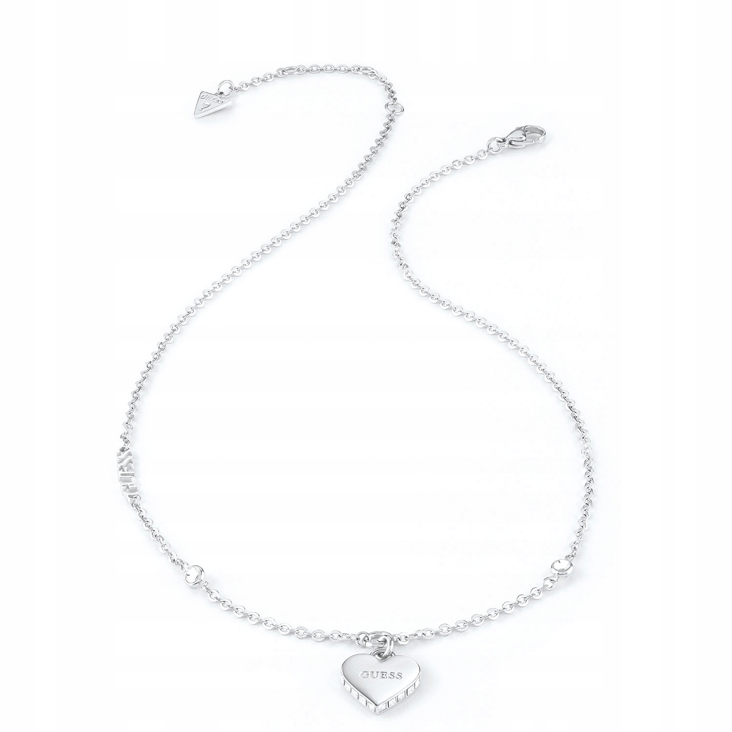 Náhrdelník Guess stříbrné srdce zirkon 45 cm
