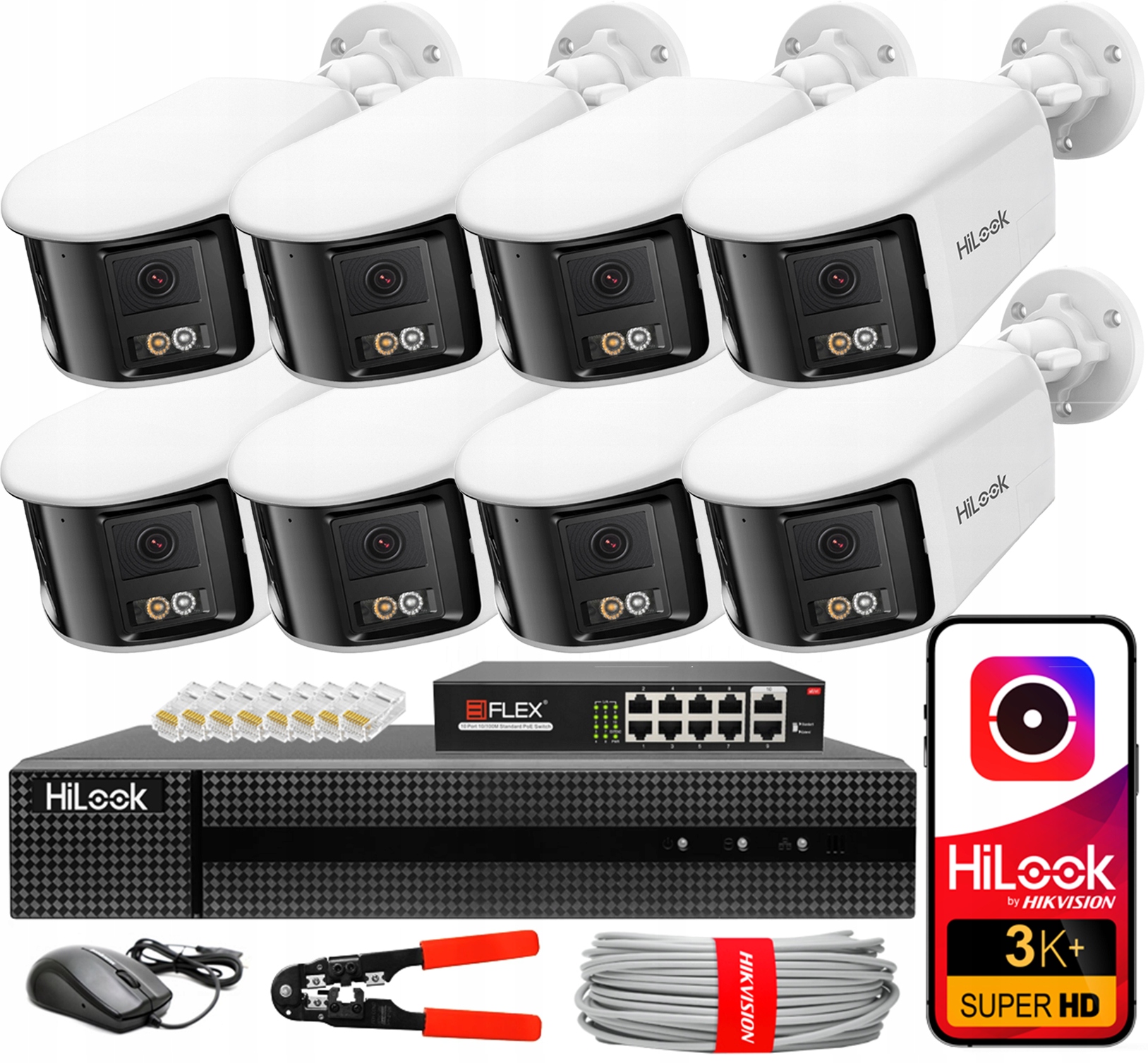 Sada monitorování Ip 8 kamer 6MPX IPC-B460HAD-LUF/SL Nvr Switch 8x PoE