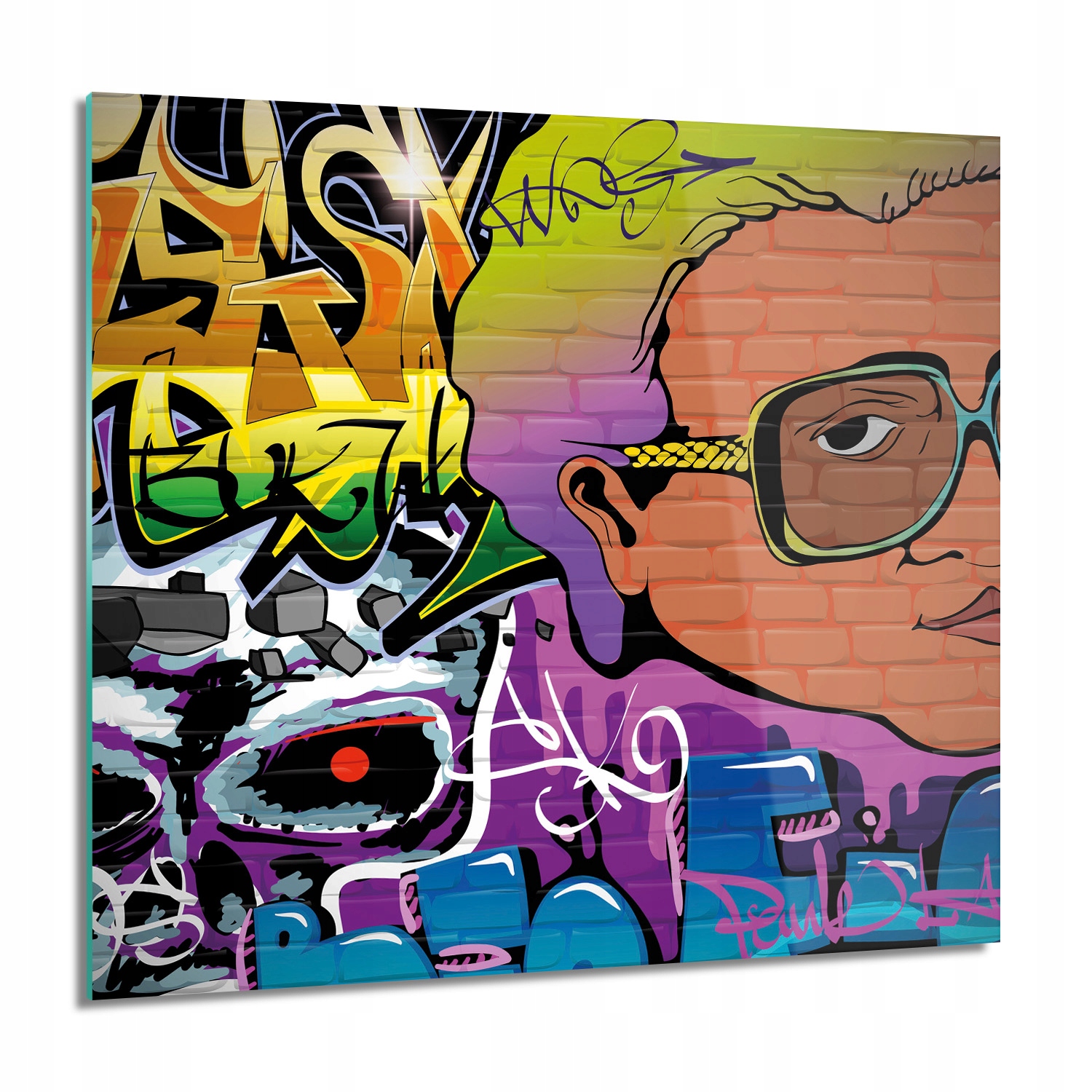 Tvář graffiti Foto skleněná nástěnná grafika 60x60