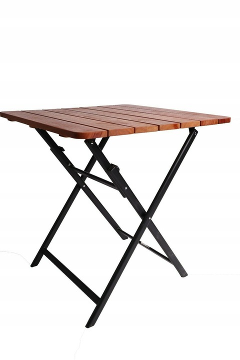 SKŁADANY OGRODOWY STÓŁ STOLIK Z DREWNIANYM BLATEM Producent MD