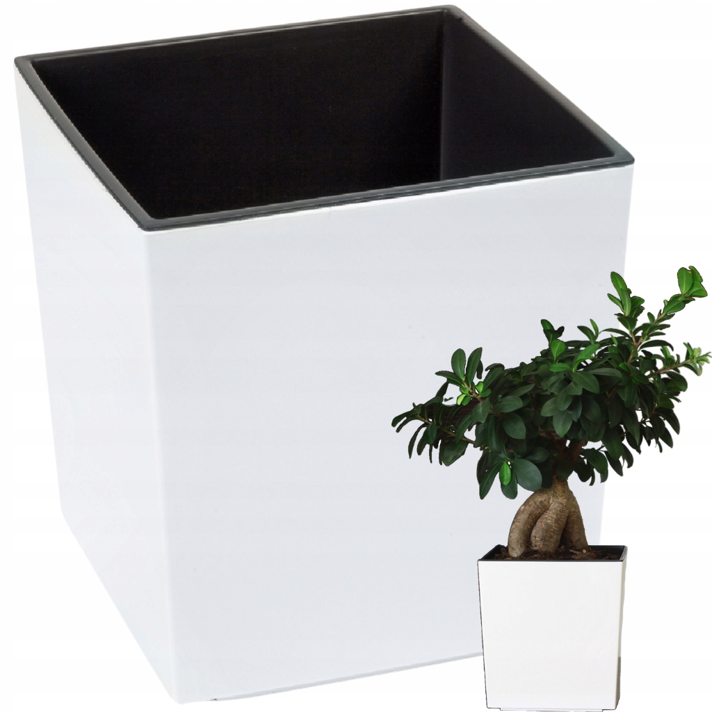 Donica Lamela Juka Wysoki Połysk 40x40h41,5 Biała Wkład