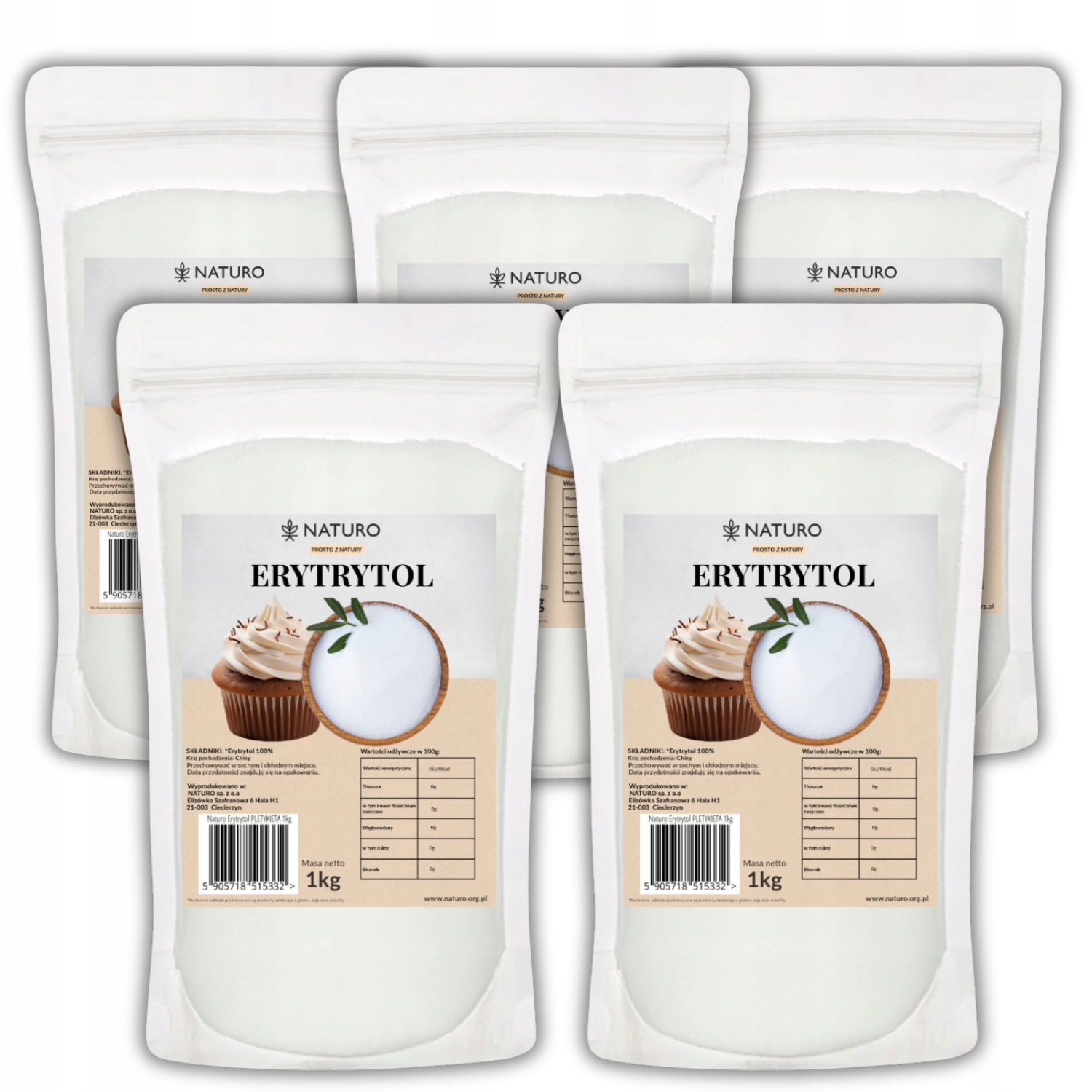 Levně Erythritol 5 kg Sladidlo bez kalorií Fit Zdravá náhrada cukru Dieta Naturo