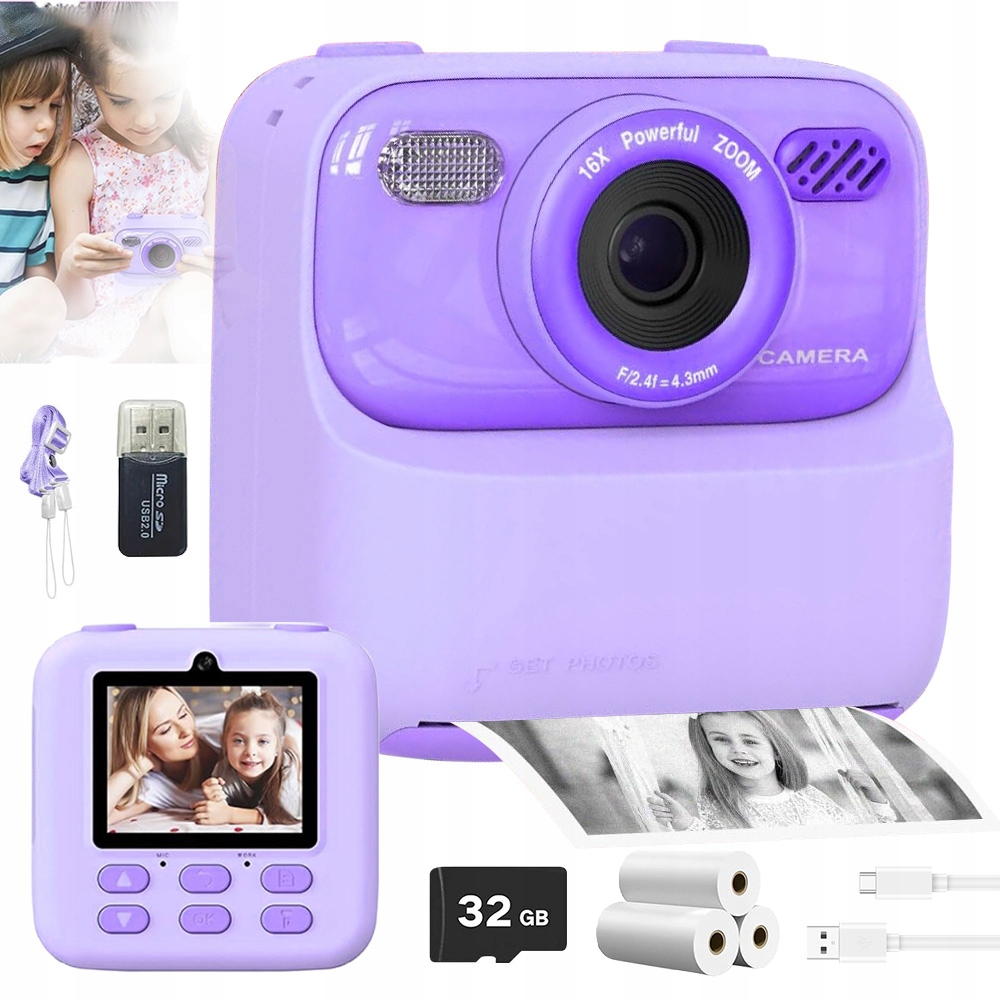 Inteligentní Fotoaparát Pro Děti Okamžitá Tiskárna 32 Gb