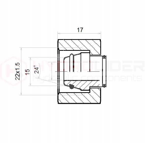 KOREK ZAŚLEPKA HYDRAULICZNA GWINT WEW. M22x1.5 15L Waga produktu z opakowaniem jednostkowym 0.052 kg